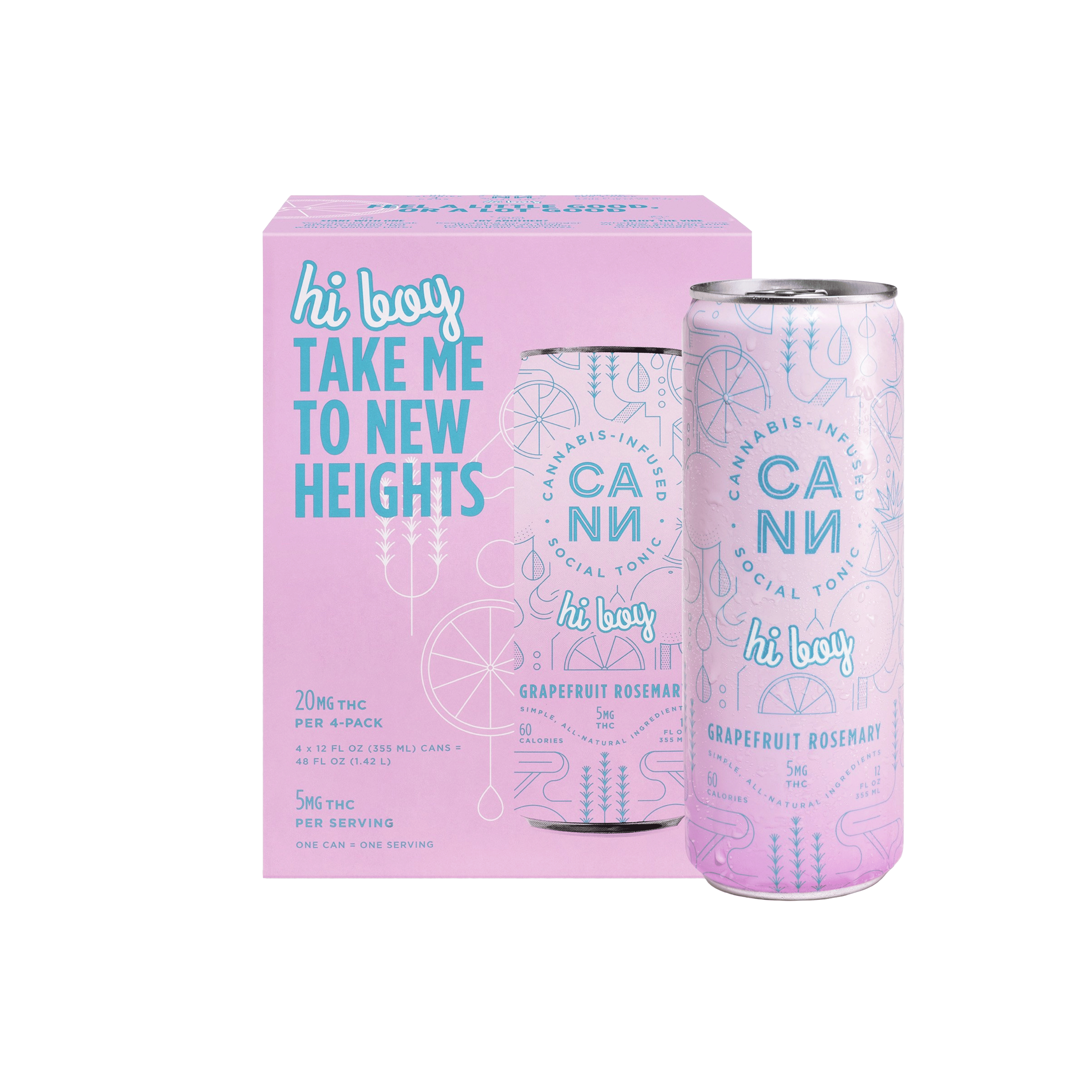 Hi-Boys | Grapefruit Rosemary (4pk) - CANN Drinks - - $24 - Beverages/Drinks