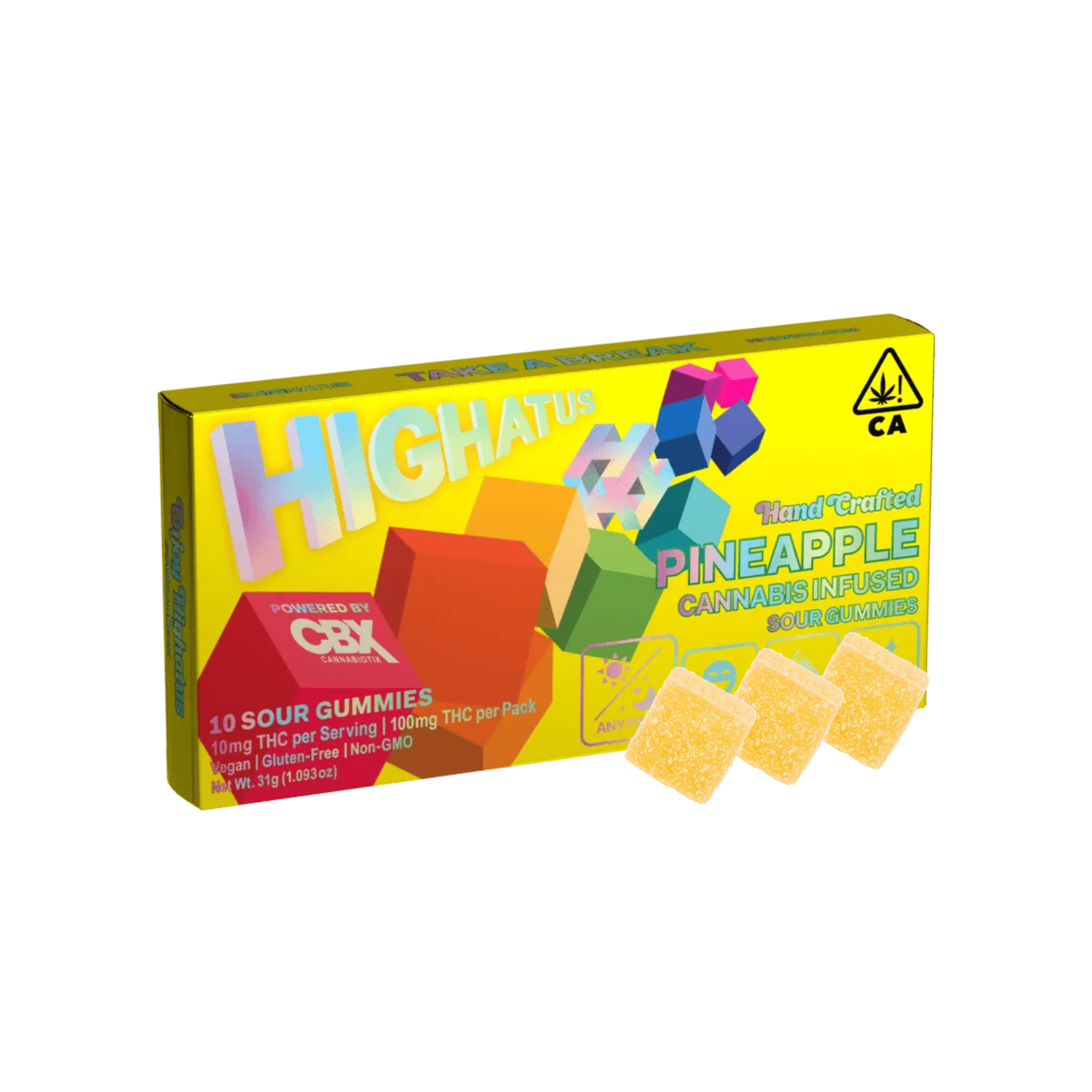 Pineapple | Sour Gummies - 100mg - Highatus (By CBX) - - $13.50 - Edibles