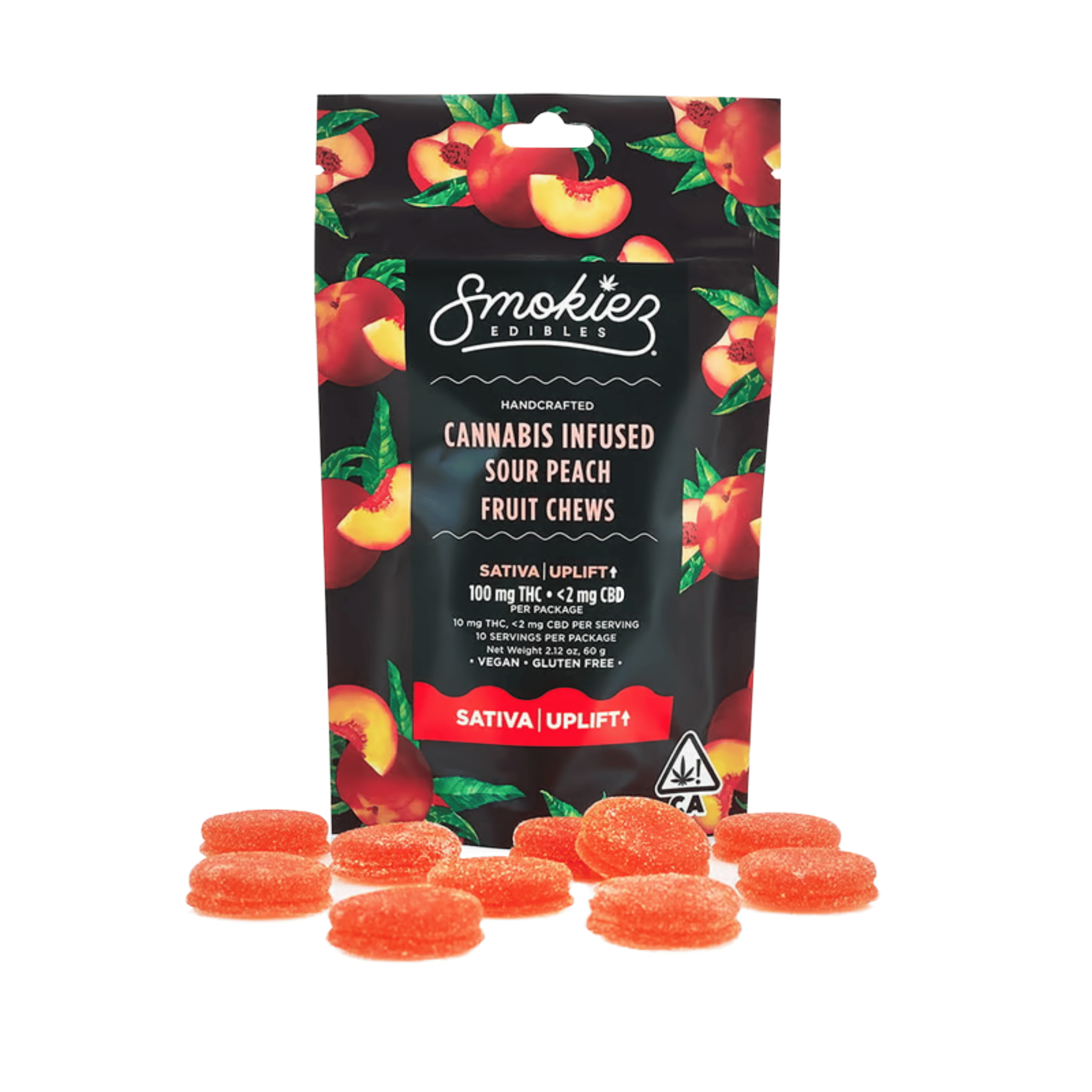 Uplift | Sour Peach Fruit Gummies - 100mg - Smokiez Edibles -  - $17 - Edibles