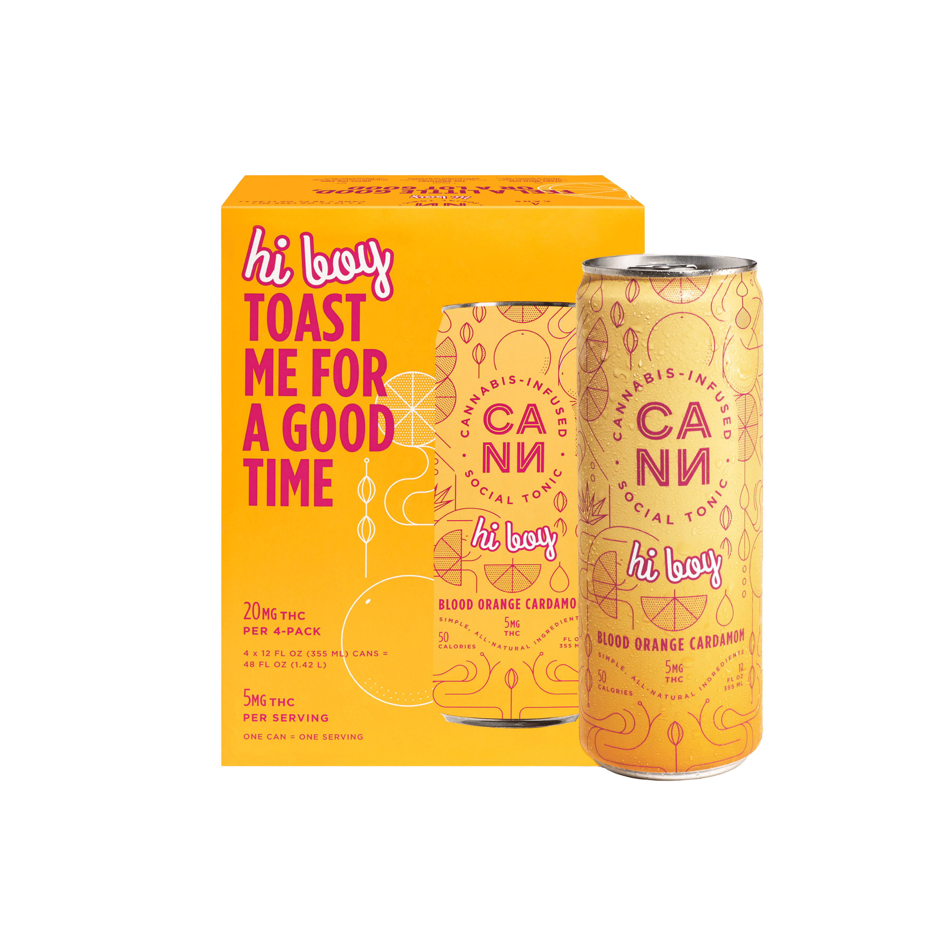 Hi-Boys | Blood Orange Cardamom  (4pk) - CANN Drinks -  - $24 - Beverages/Drinks