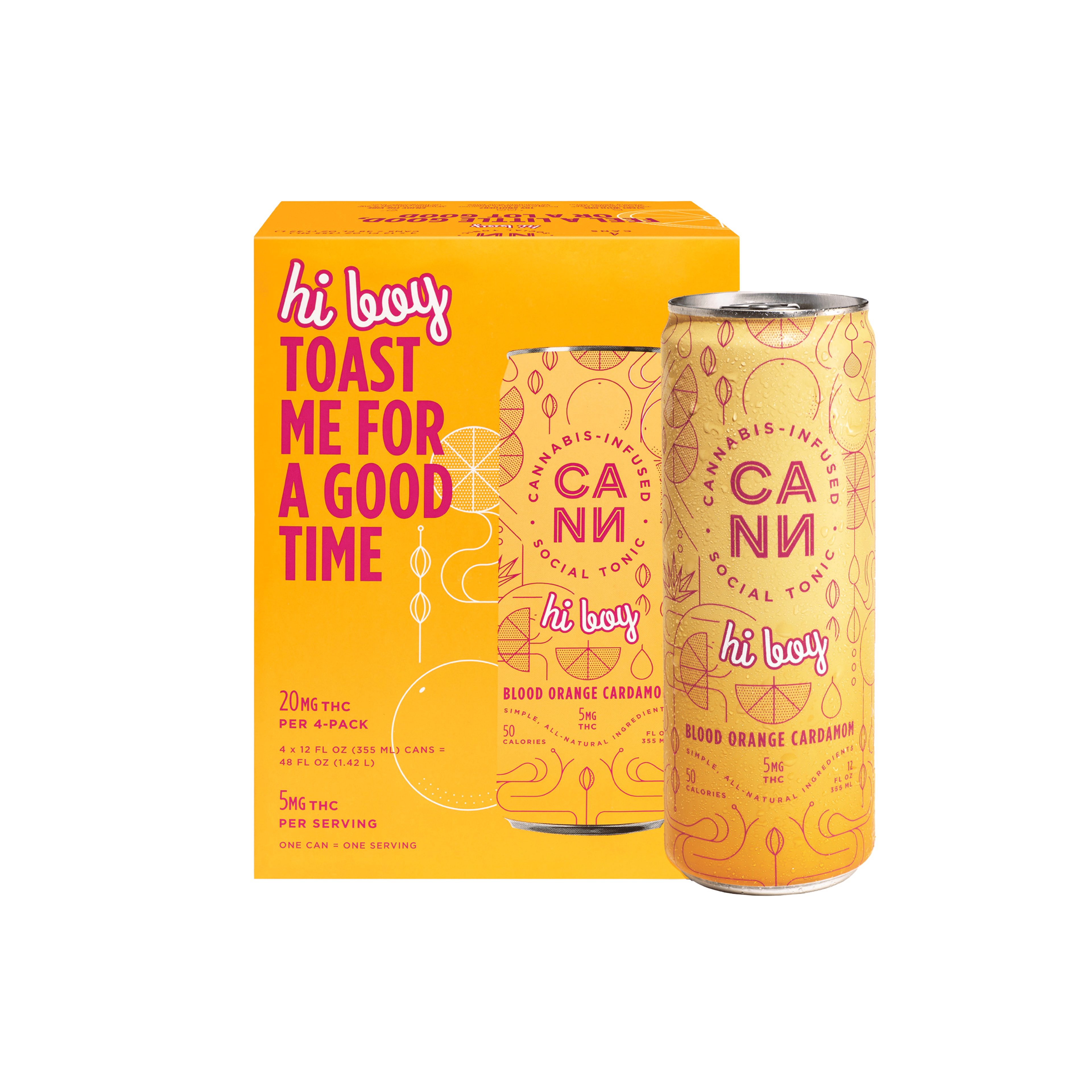 Hi-Boys | Blood Orange Cardamom (4pk) - CANN Drinks - - $24 - Beverages/Drinks