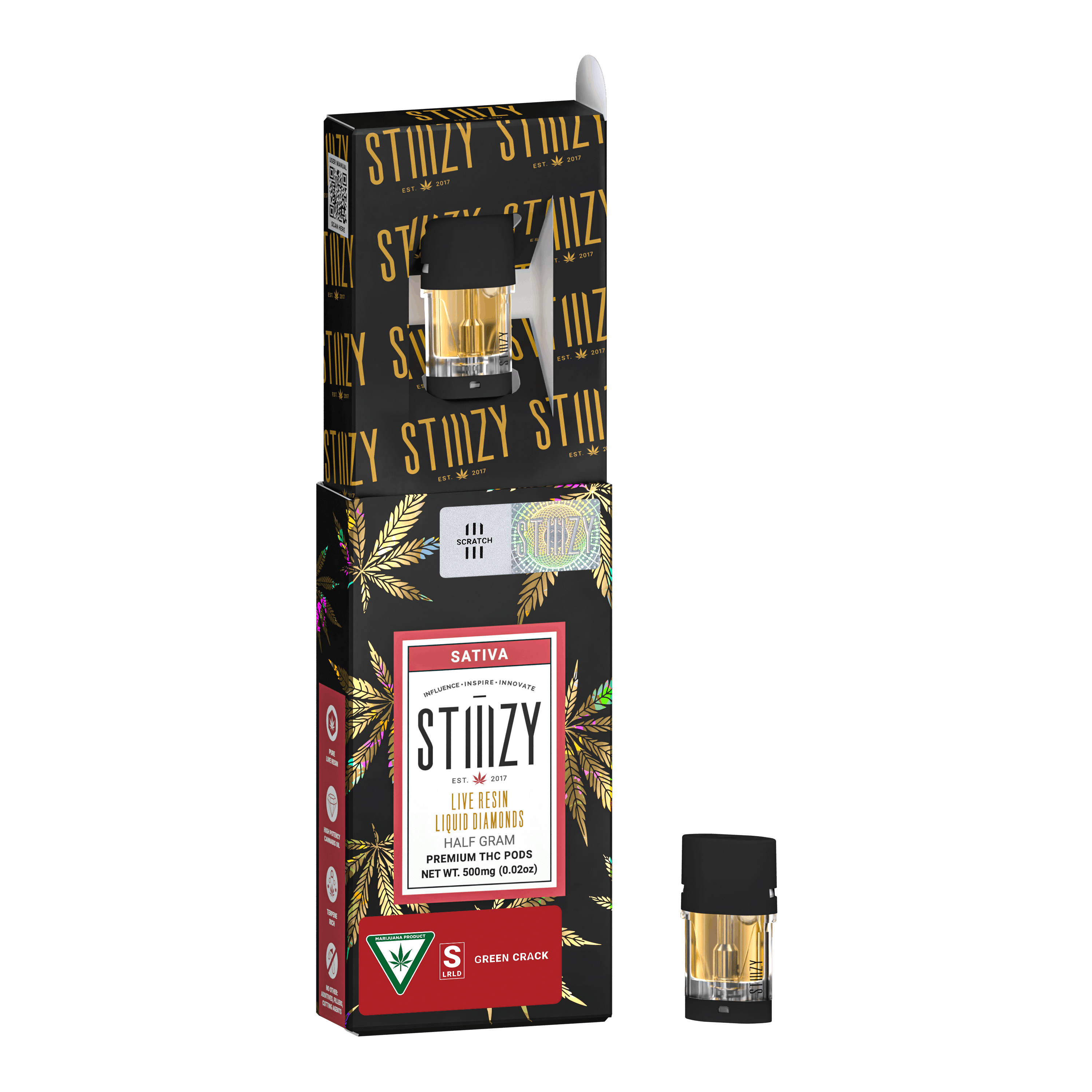 Green Crack Liquid Diamonds Pod .5g - STIIIZY -  - $17 - Cartridges
