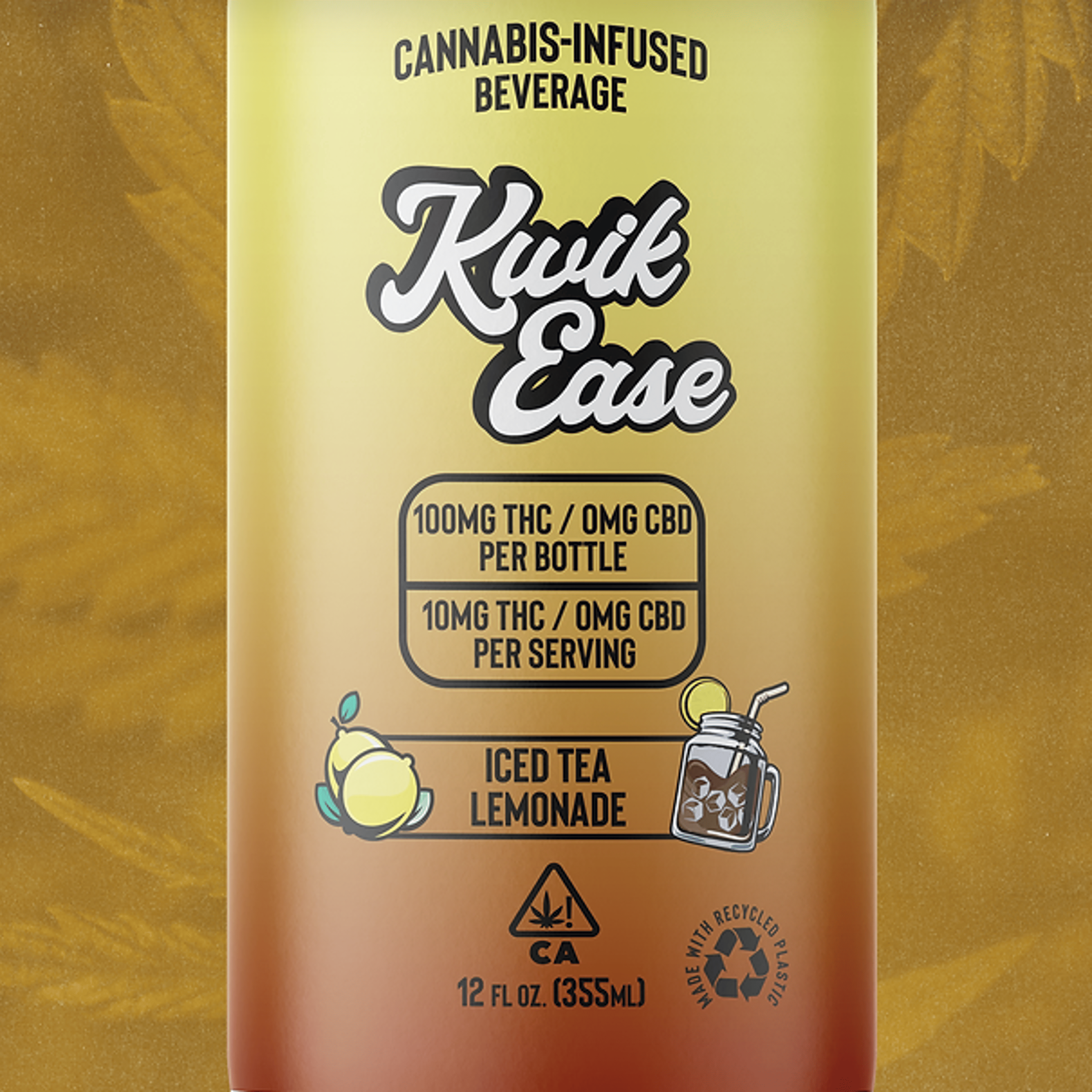 Kwik Ease: Iced Tea Lemonade Can - 100mg THC - Manzanita Naturals - - $13 - Beverages/Drinks