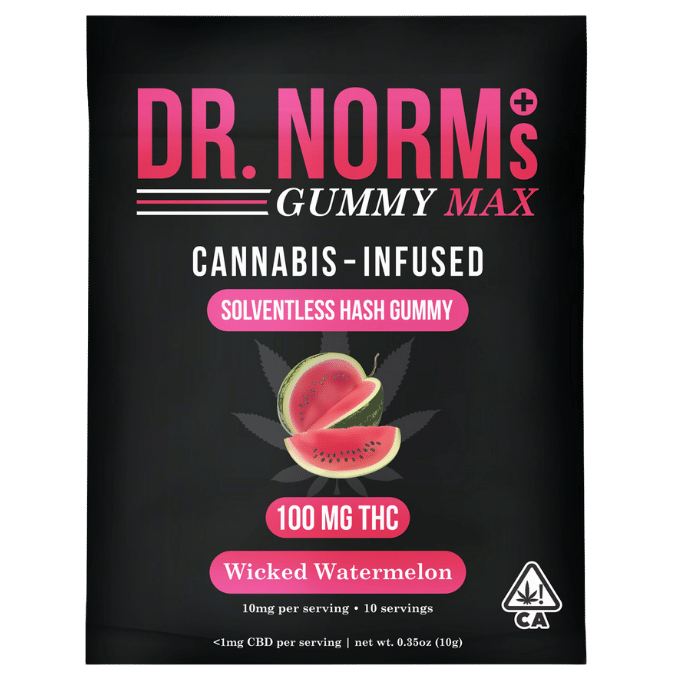 Dr. Norm's - MAX Wicked Watermelon Solventless Hash Single Gummy 100mg - Dr. Norm's - Dr. Norm's - MAX Wicked Watermelon Solventless Hash Single Gummy 100mg - $15 - Edible