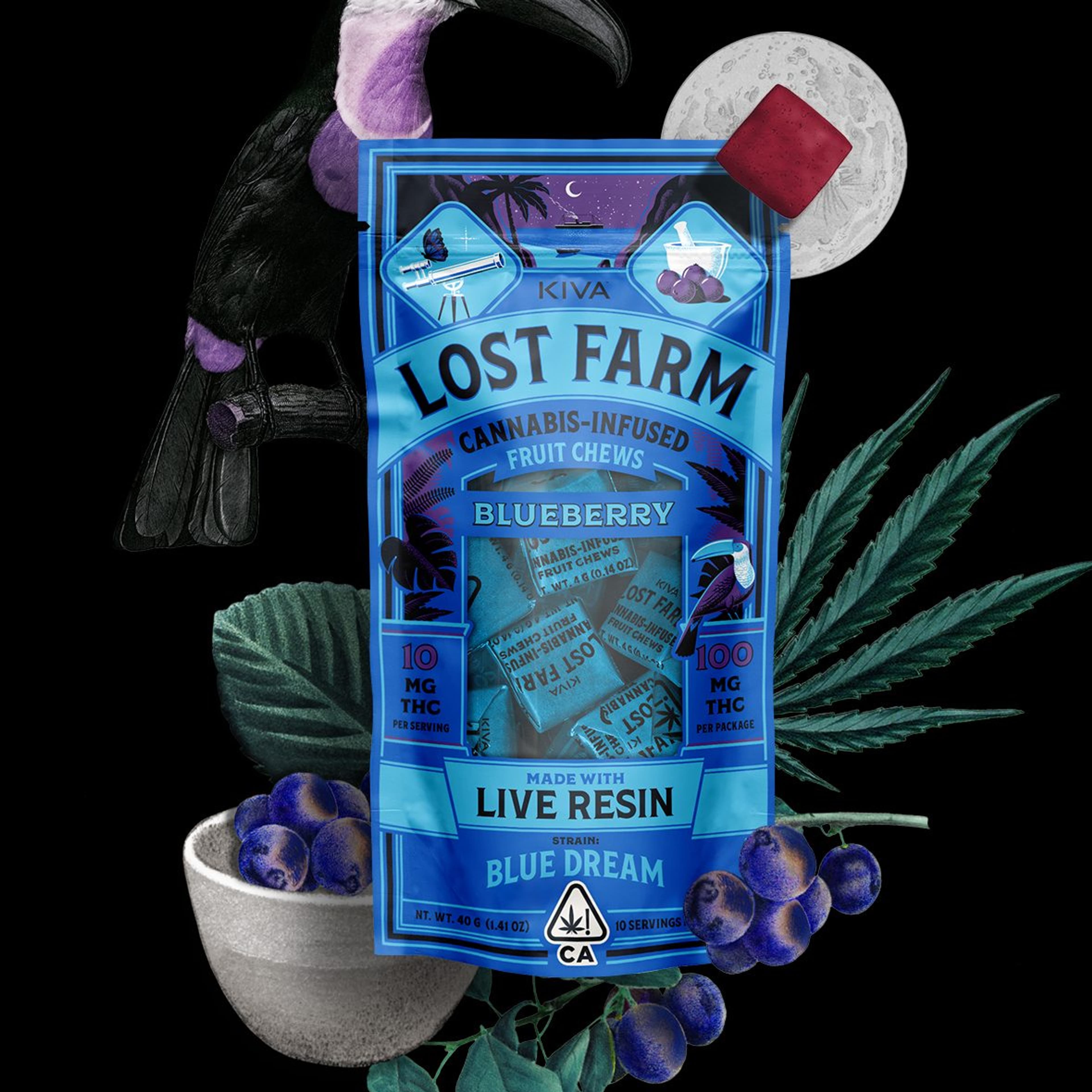 Blueberry Blue Dream 100MG Chews - Lost Farm - - $13.20 - Edible