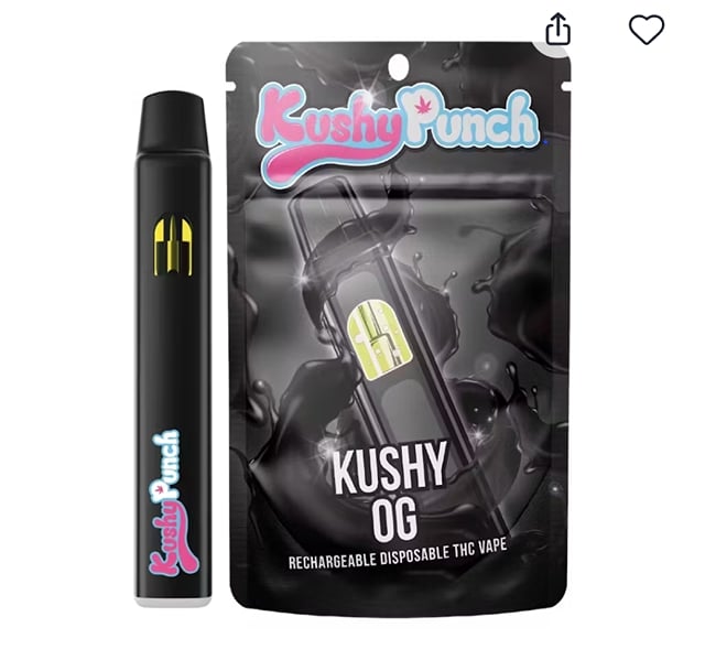 Kushy Punch Vape 1g Indica Kushy OG disposible