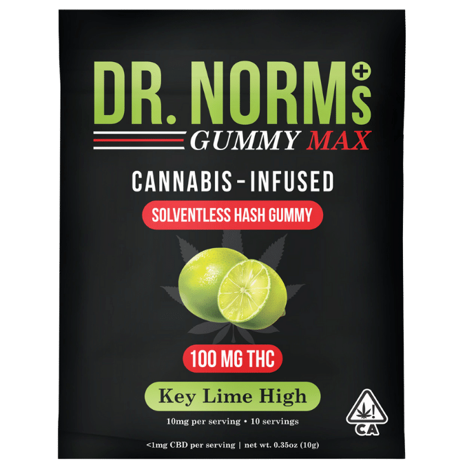 Dr. Norm's - MAX Key Lime High Solventless Hash Single Gummy 100mg - Dr. Norm's - Dr. Norm's - MAX Key Lime High Solventless Hash Single Gummy 100mg - $15 - Edible