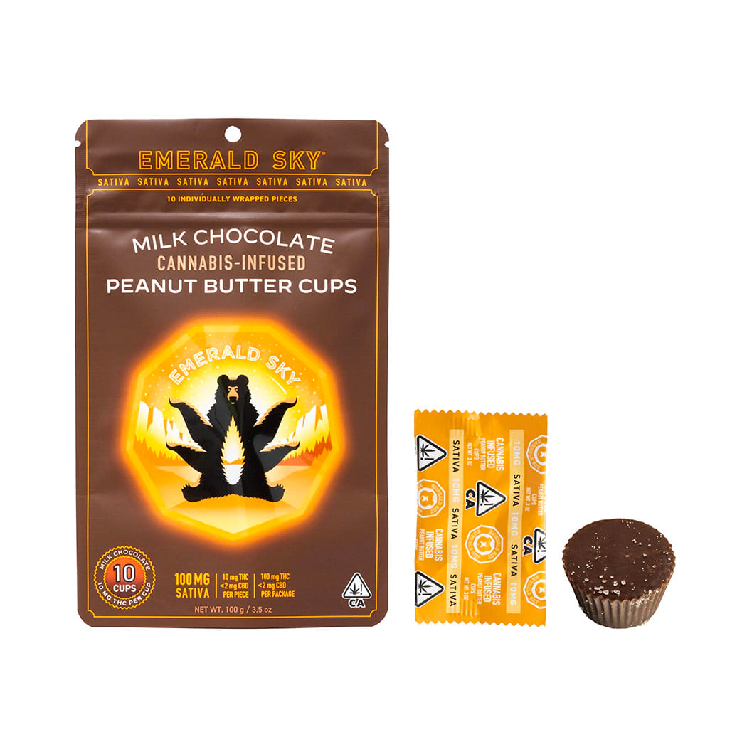 Peanut Butter Cups Sativa - Milk Chocolate - Emerald Sky Edibles - 10 Piece - $21 - Edibles