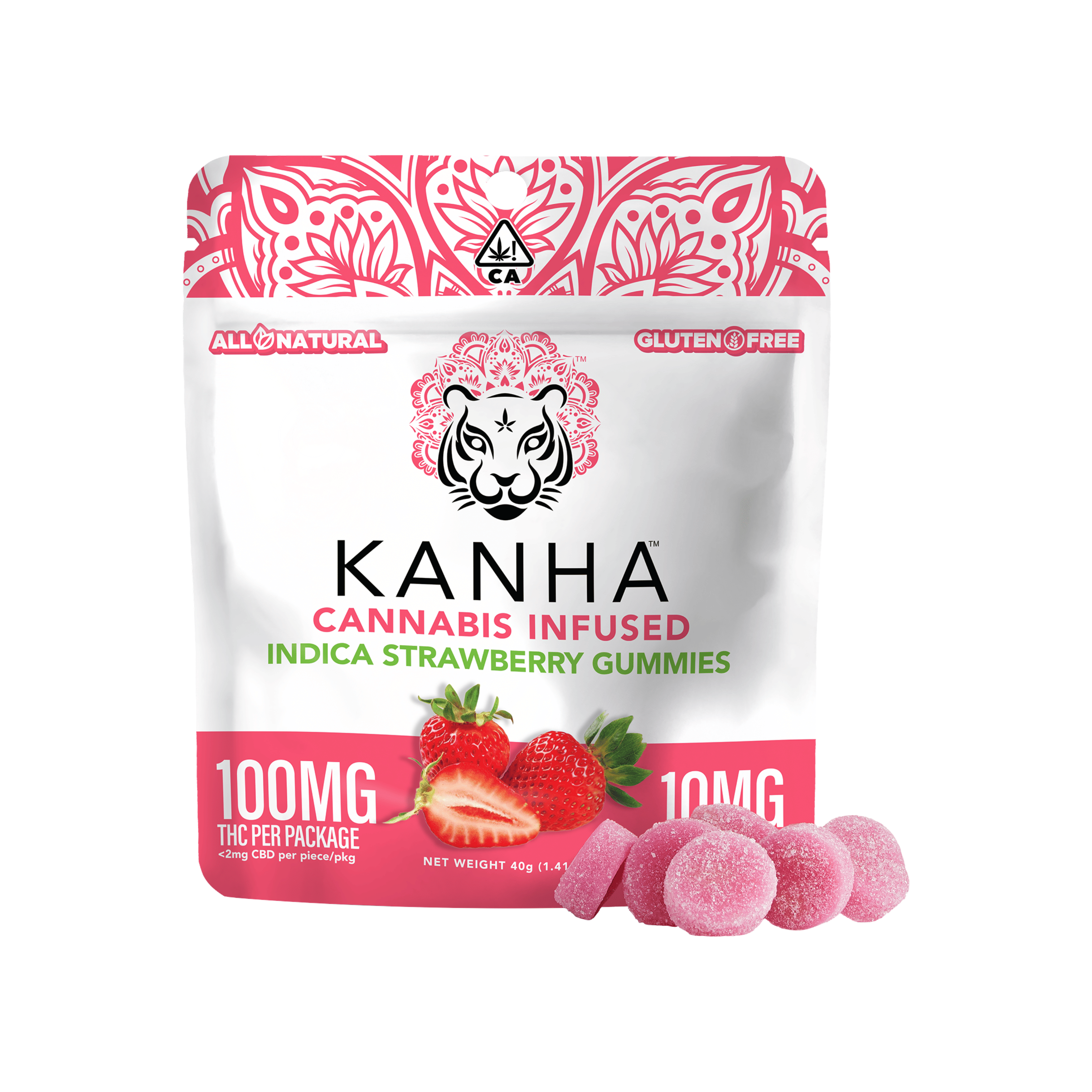 Indica Strawberry Gummies - 100mg - Kanha Gummies -  - $16 - Edibles