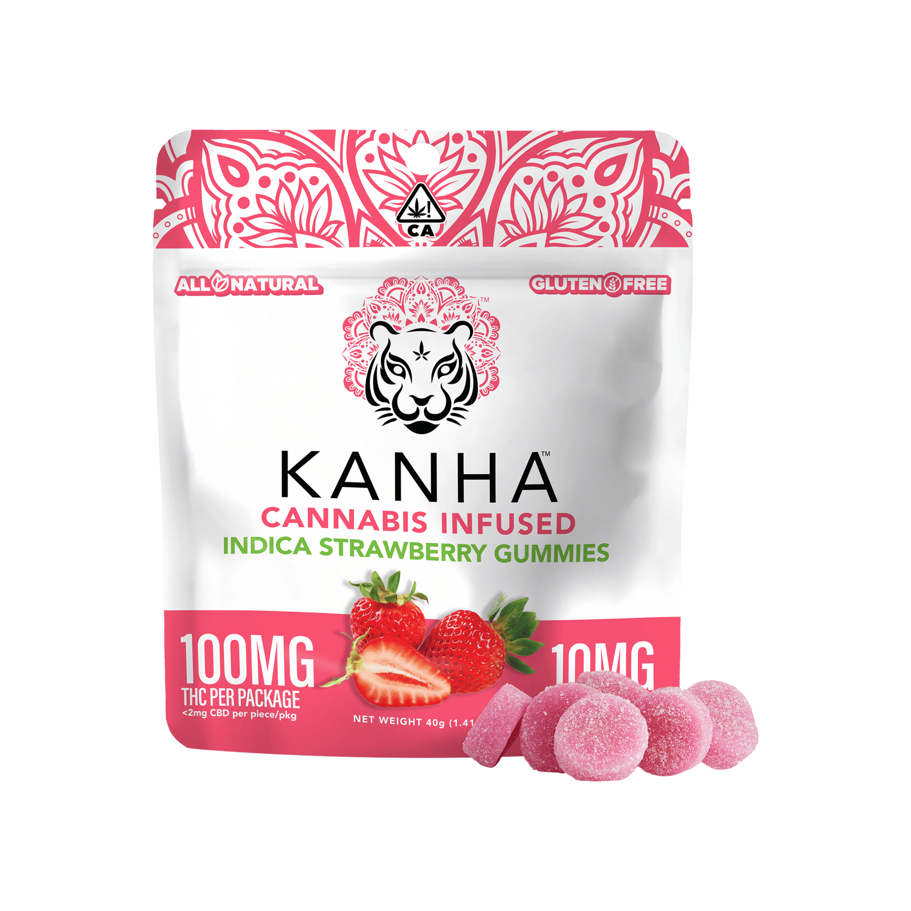 Indica Strawberry Gummies - 100mg - Kanha Gummies - - $16 - Edibles