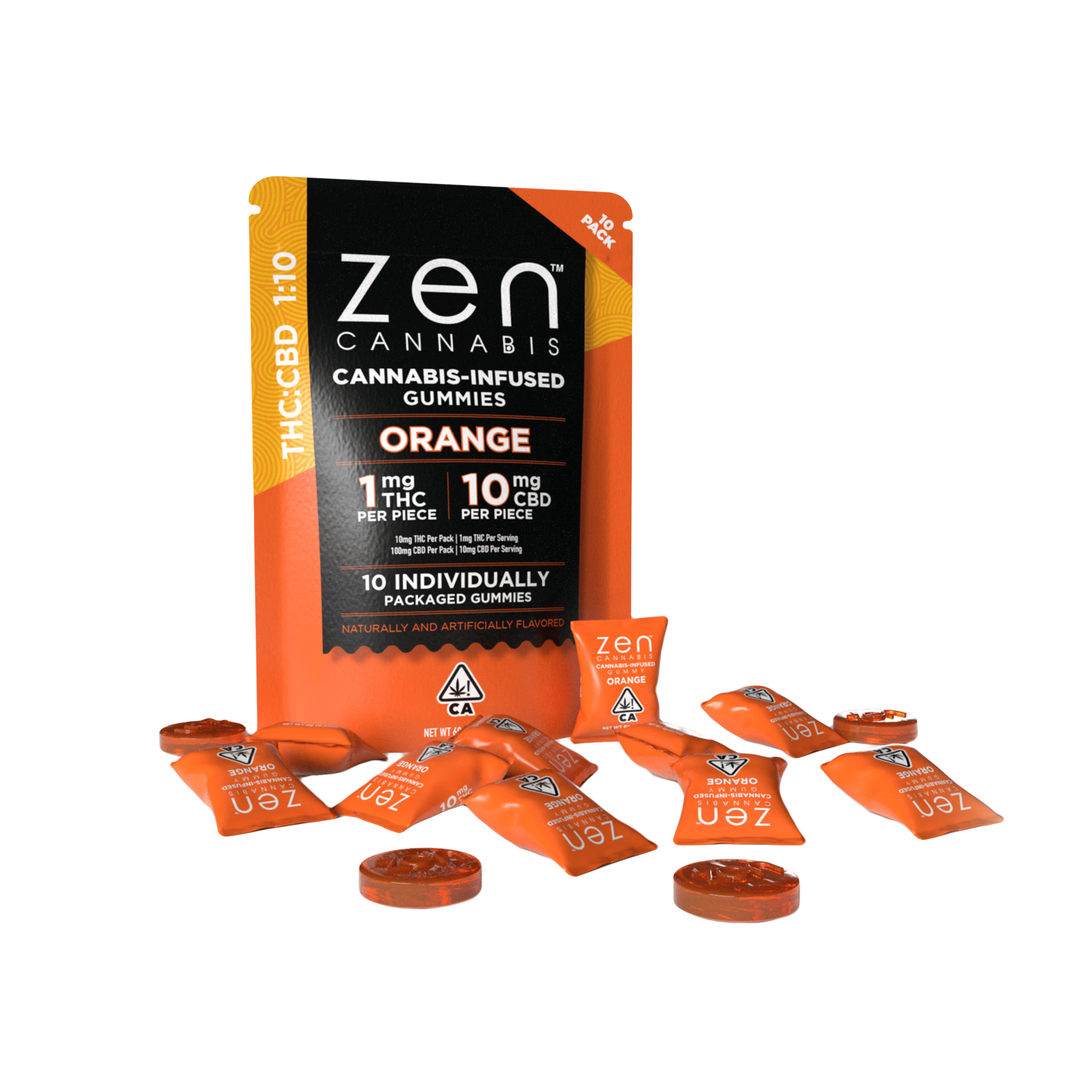 1:10 Orange THC:CBD - 10mg THC + 100mg CBD - Zen Cannabis - null - $14 - Edibles