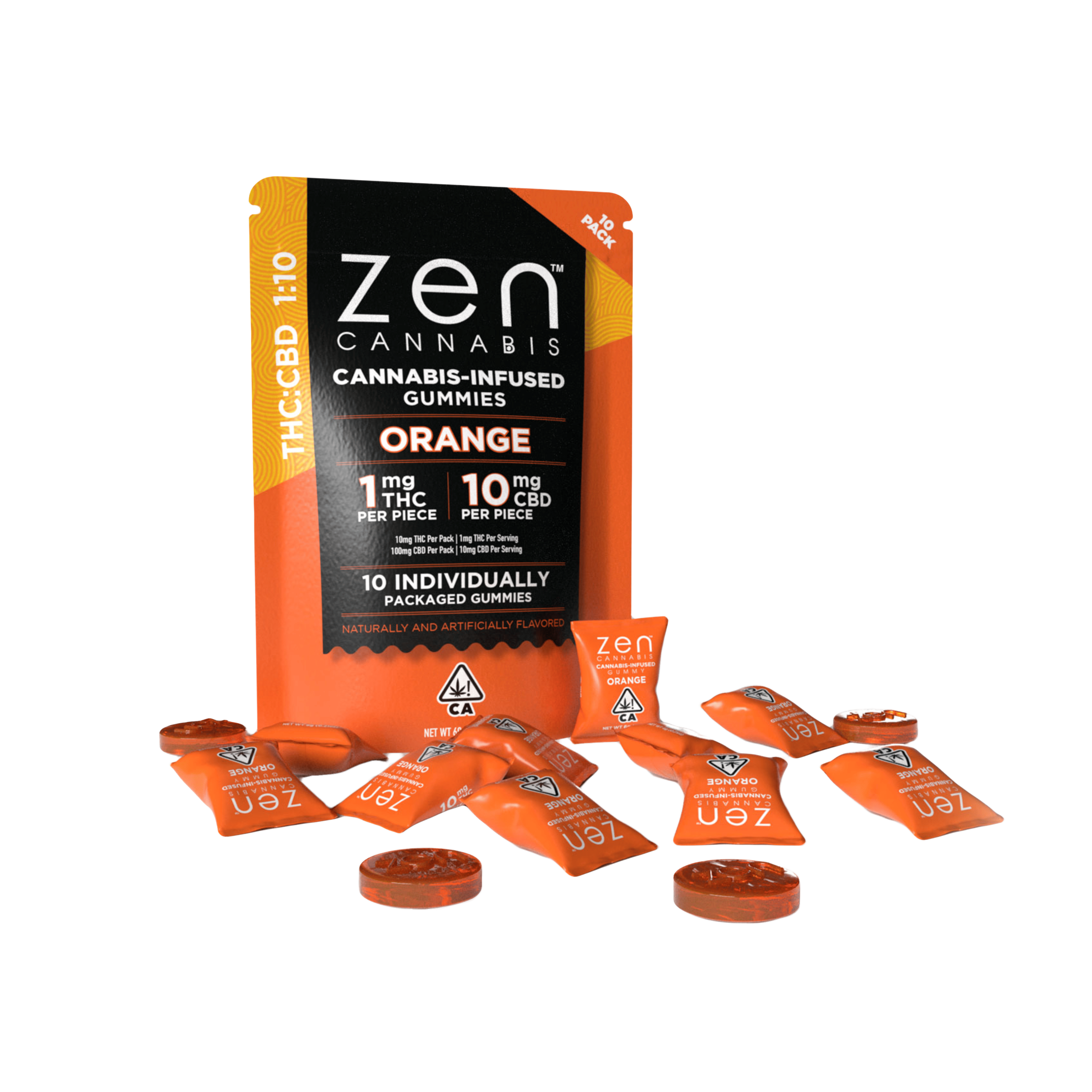1:10 Orange THC:CBD - 10mg THC + 100mg CBD - Zen Cannabis - null - $14 - Edibles