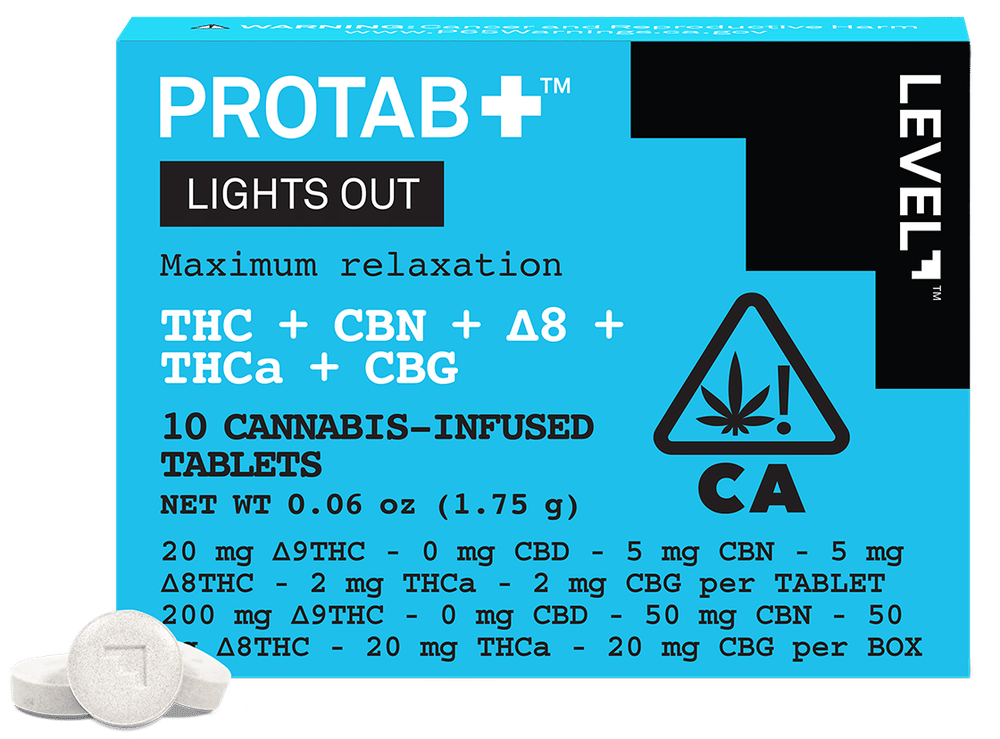LEVEL - Lights Out Protab+ - 10 x THC+CBN+CBG Tablets - Level - Pack - $32 - Capsules