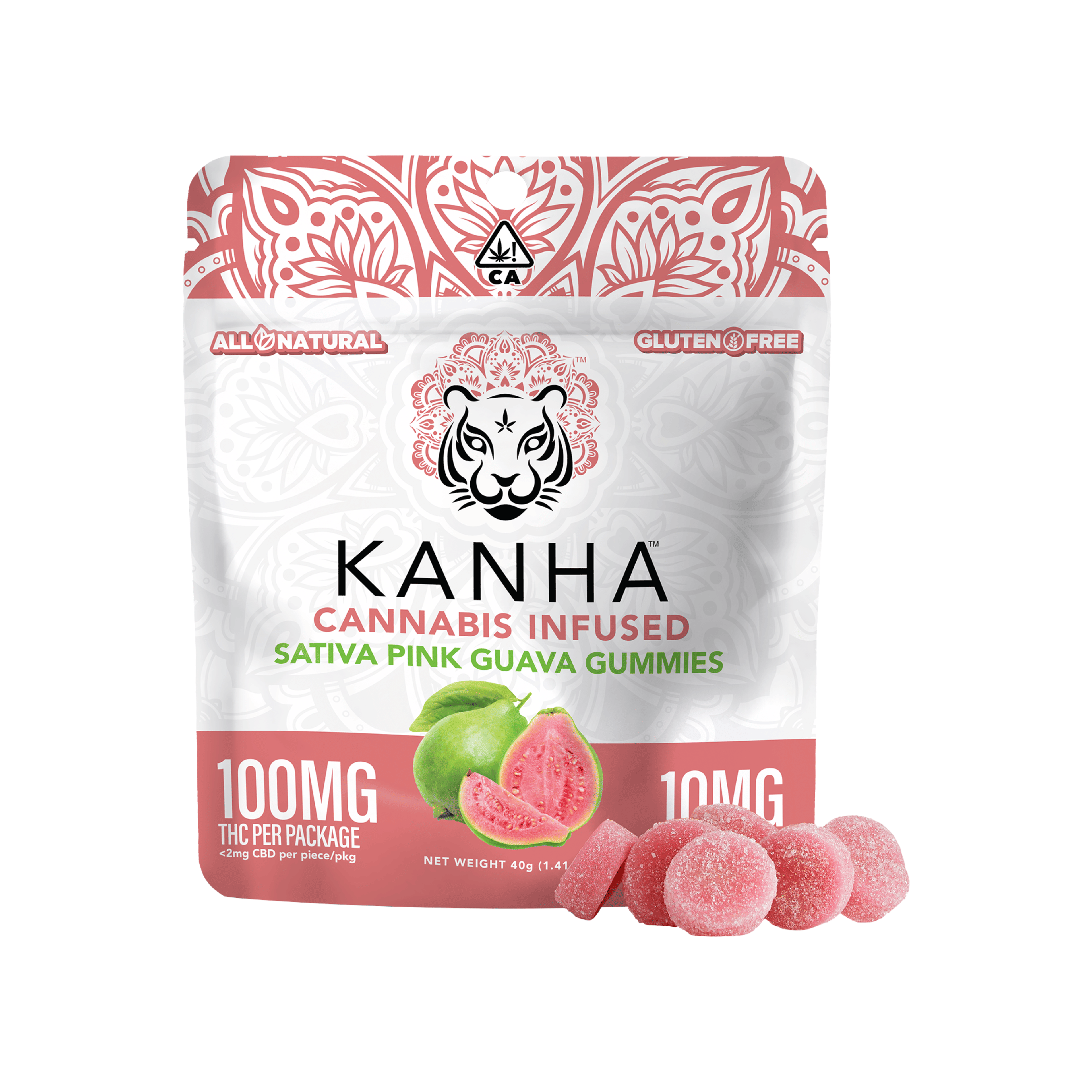 Sativa Pink Guava Gummies - 100mg - Kanha Gummies - - $16 - Edibles