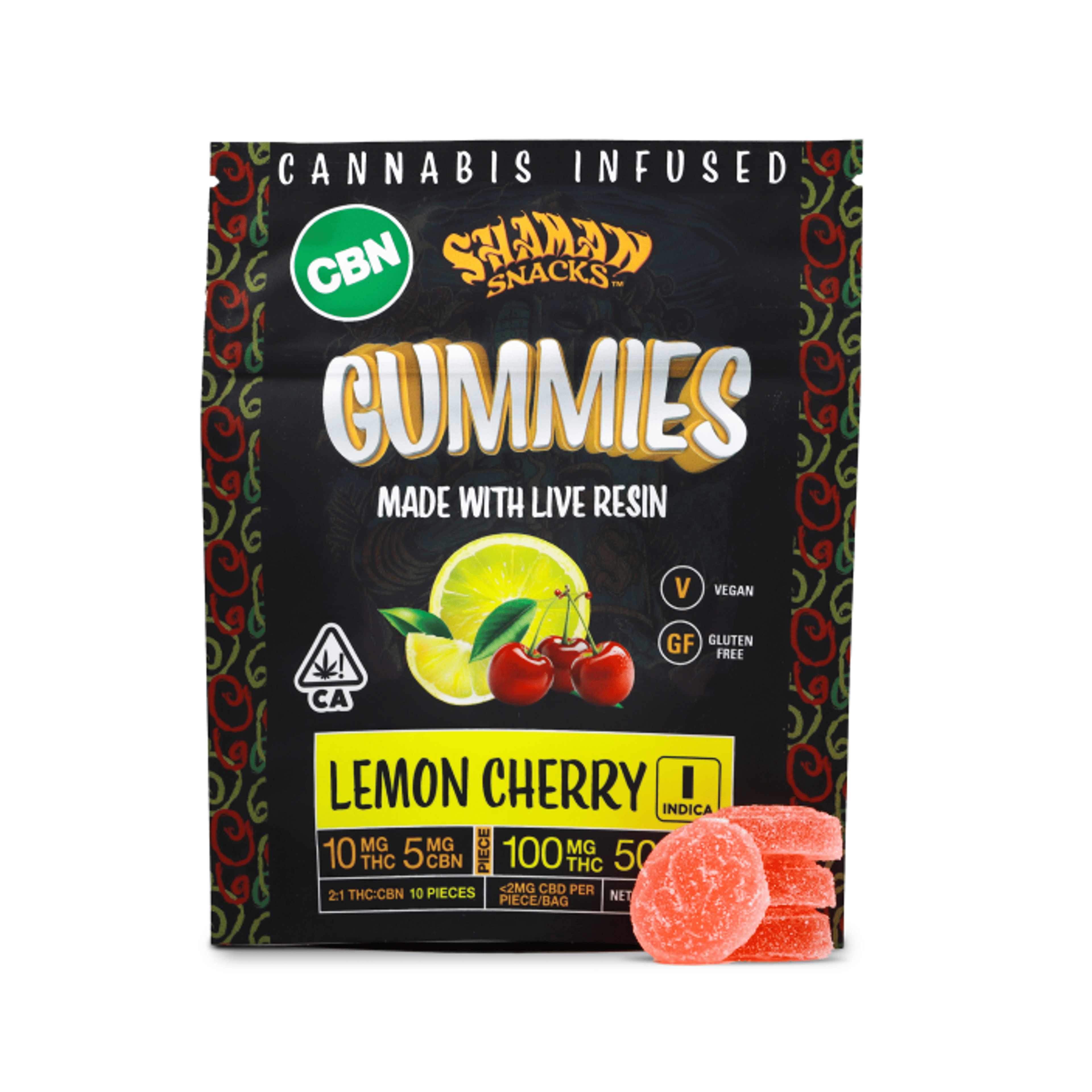 2:1 LEMON CHERRY CBN 10PK 100MG - SHAMAN - - $12 - Edibles