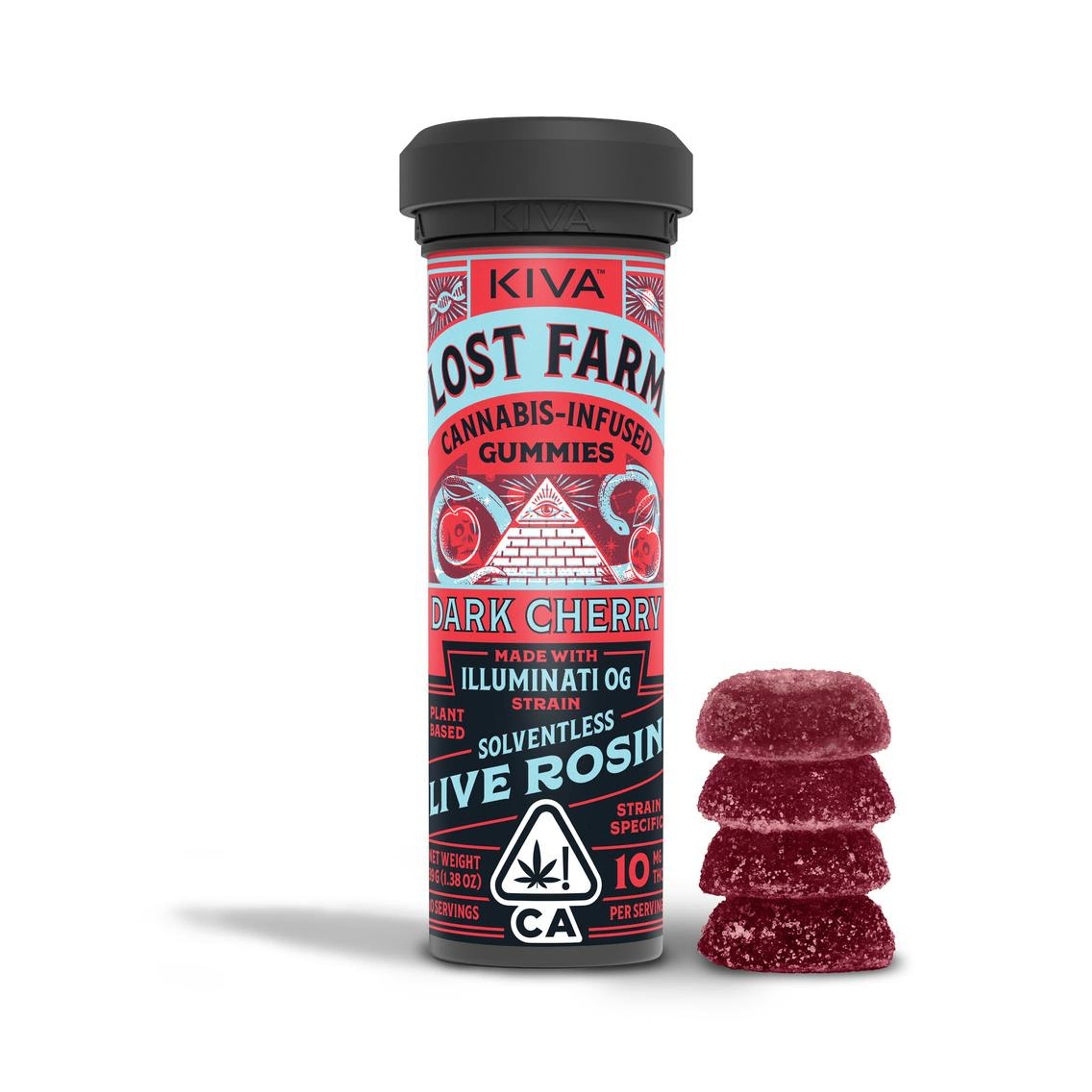 Lost Farm | Dark Cherry x Illuminati OG Live Rosin Gummies - 100mg - Lost Farm by Kiva - - $20 - Edibles