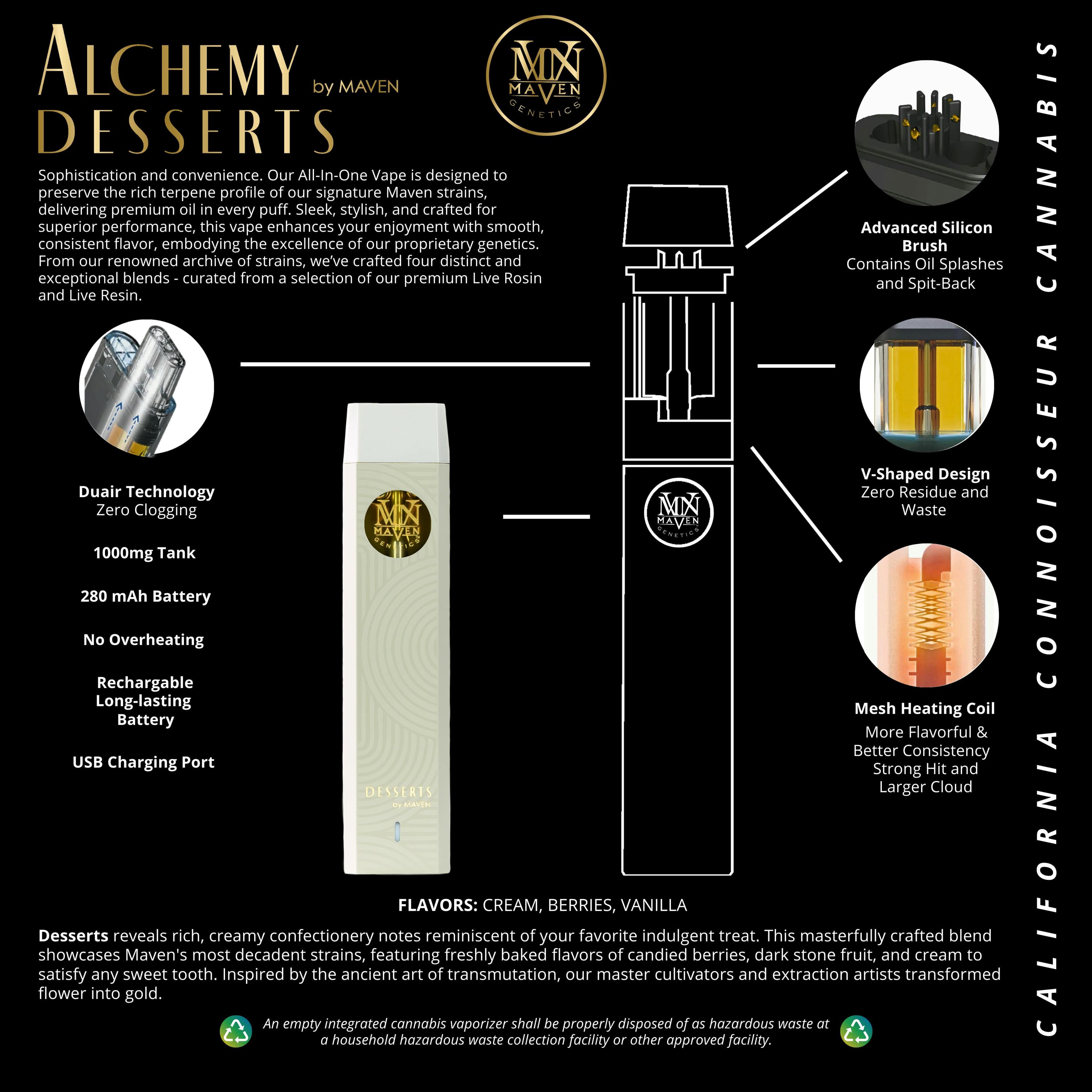 DESSERTS ALCHEMY 1G VAPE - MAVEN GENETICS - - $45 - Vape