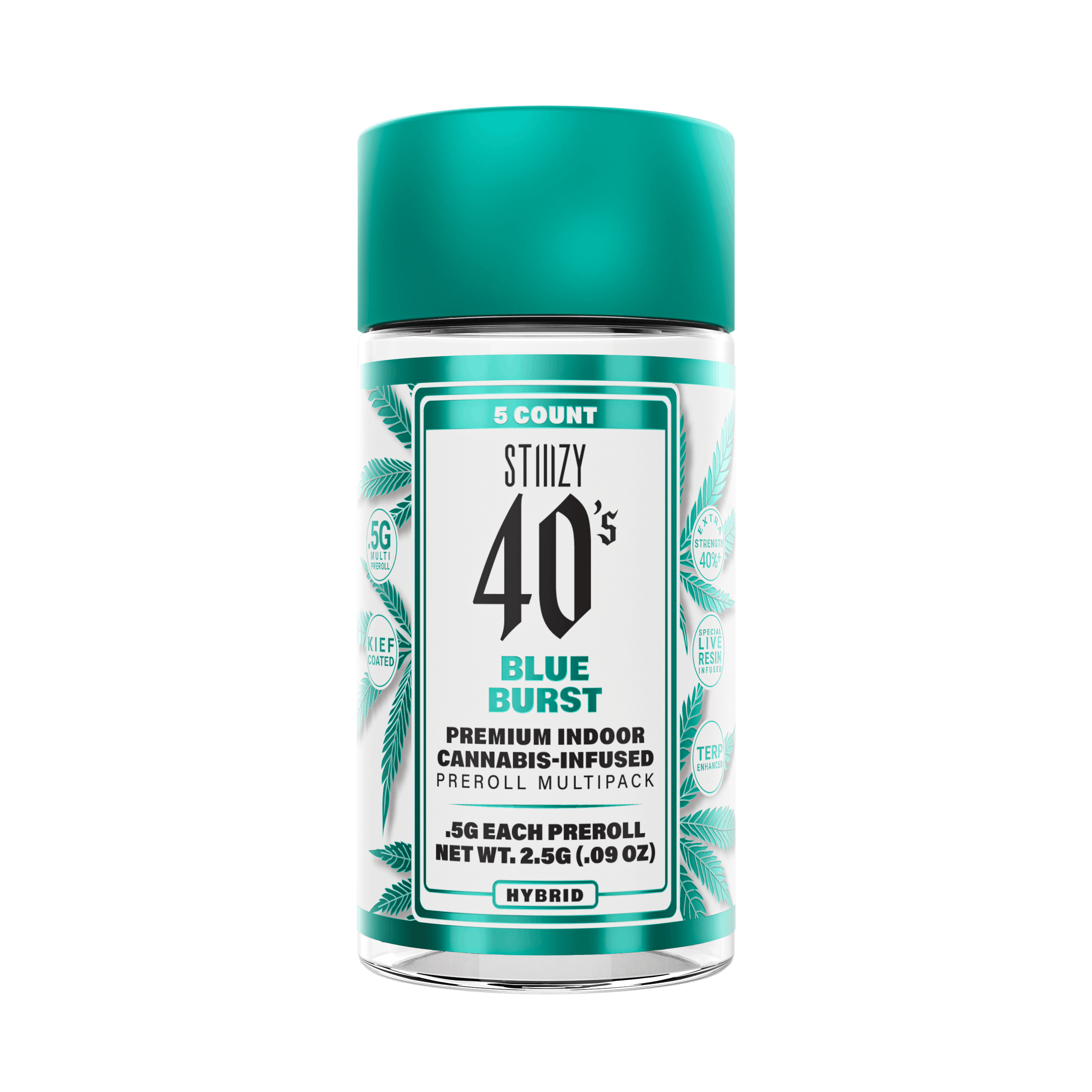 Blue Burst 40's 5pk Prerolls 2.5g - STIIIZY - - $31.25 - Pre-Rolls