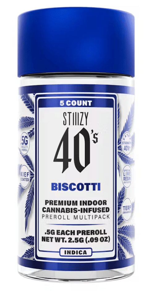 40's: Biscotti 5PK Infused Prerolls - STIIIZY -  - $21.63 - Pre-Rolls