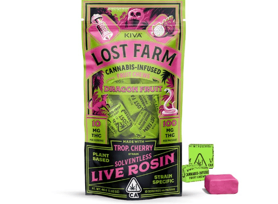 Lost Farm: Dragon Fruit Trop Cherry Rosin Chews - 100mg - Lost Farm by Kiva -  - $20 - Edibles