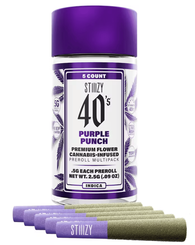 40's: Purple Punch 5PK Infused Prerolls - STIIIZY -  - $21.63 - Pre-Rolls