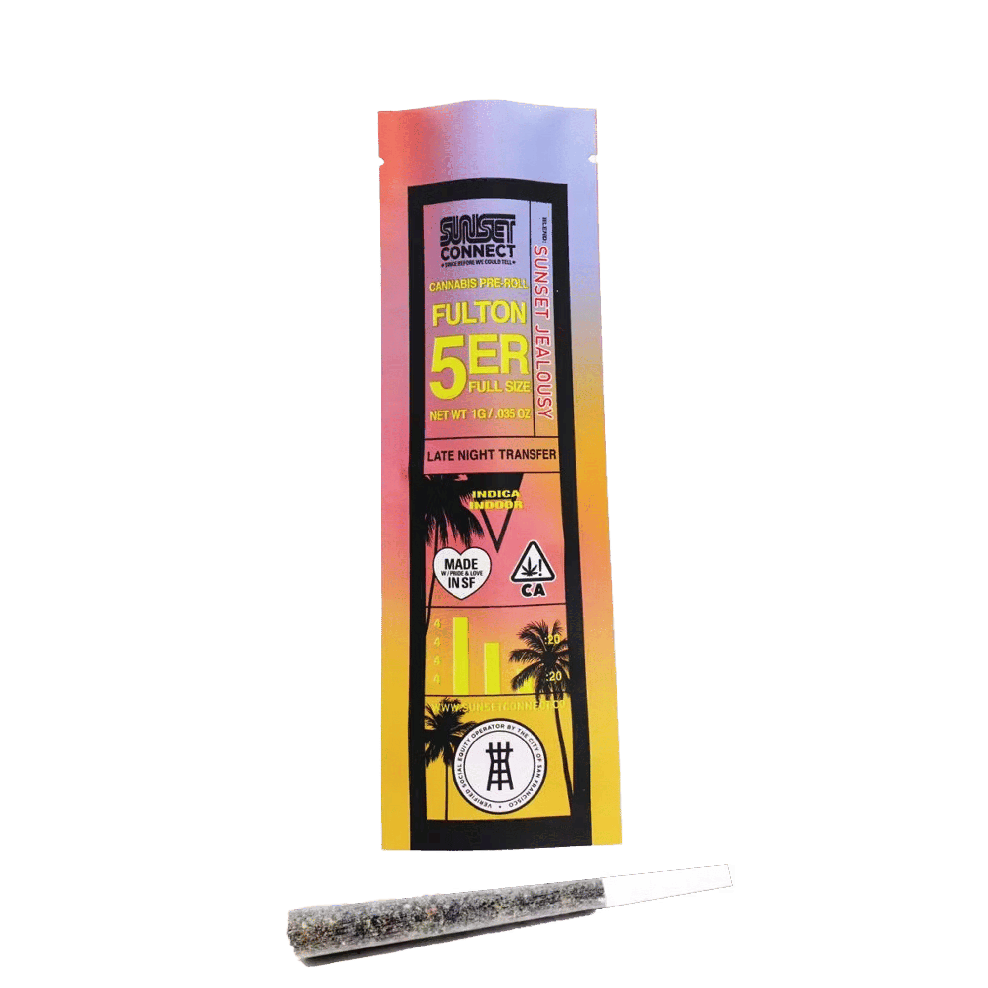 Sunset Jealousy - Fulton 5'er - Pre-Roll - Sunset Connect - 1g (Single) - $4.99 - Non-Infused Pre-Rolls