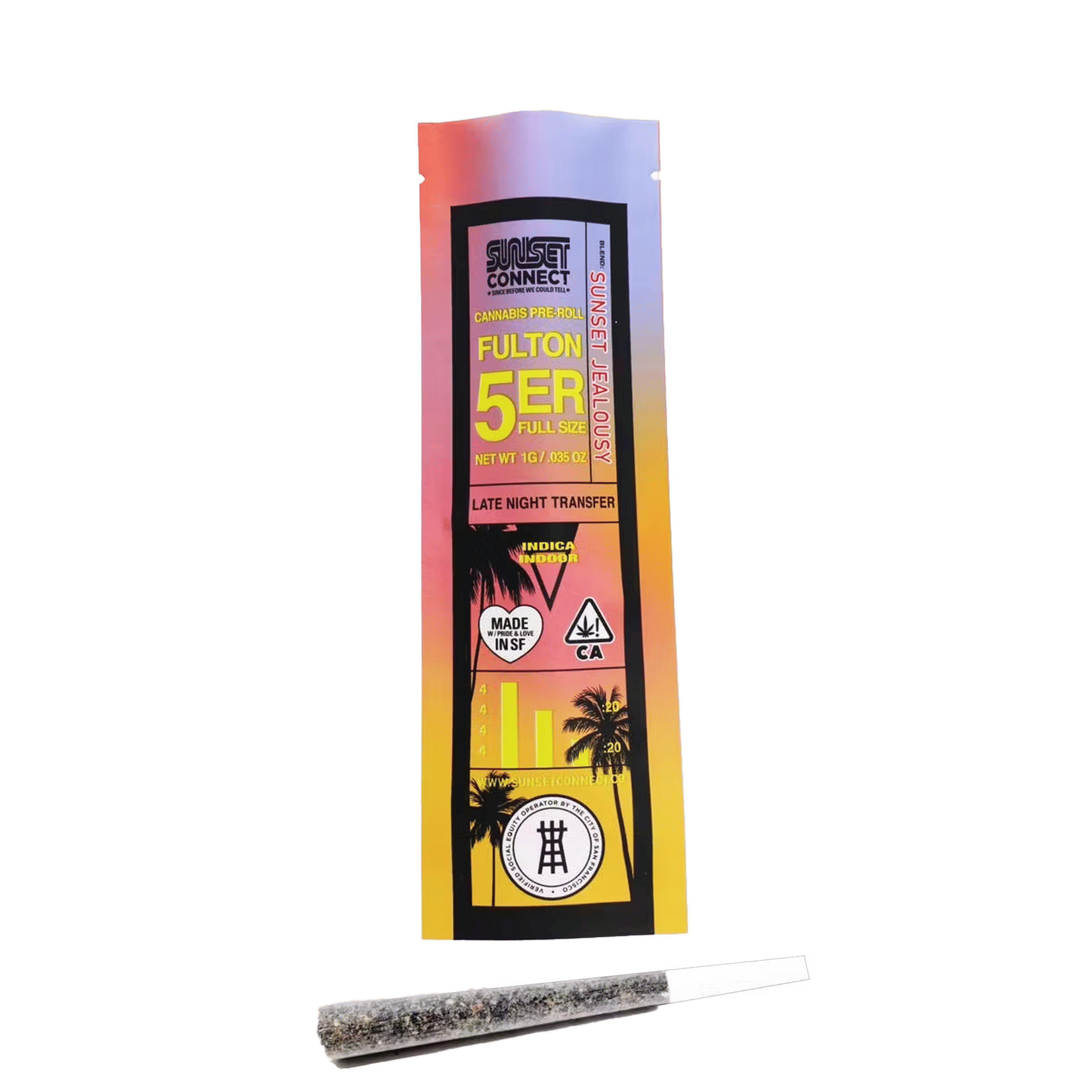 Sunset Jealousy - Fulton 5'er - Pre-Roll - Sunset Connect - 1g (Single) - $4.99 - Non-Infused Pre-Rolls