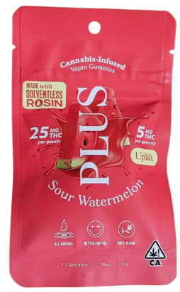 Classic Rosin - Sour Watermelon Gummies - Mini Pouch - PLUS™️ Products - 5 Gummies - $4.25 - Edibles