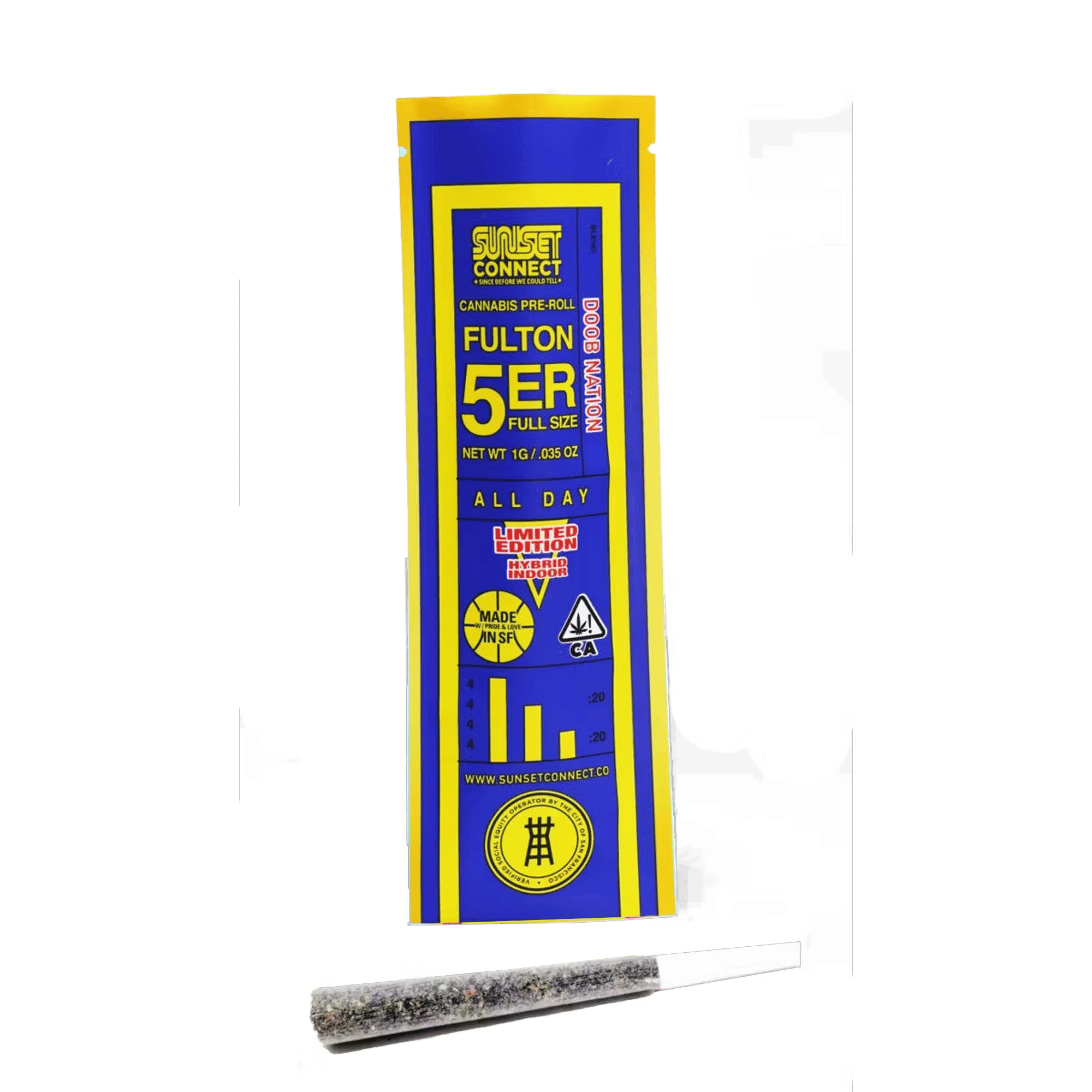 Doob Nation - Warriors Fulton 5'er - Pre-Roll - Sunset Connect - 1g (Single) - $4.99 - Non-Infused Pre-Rolls