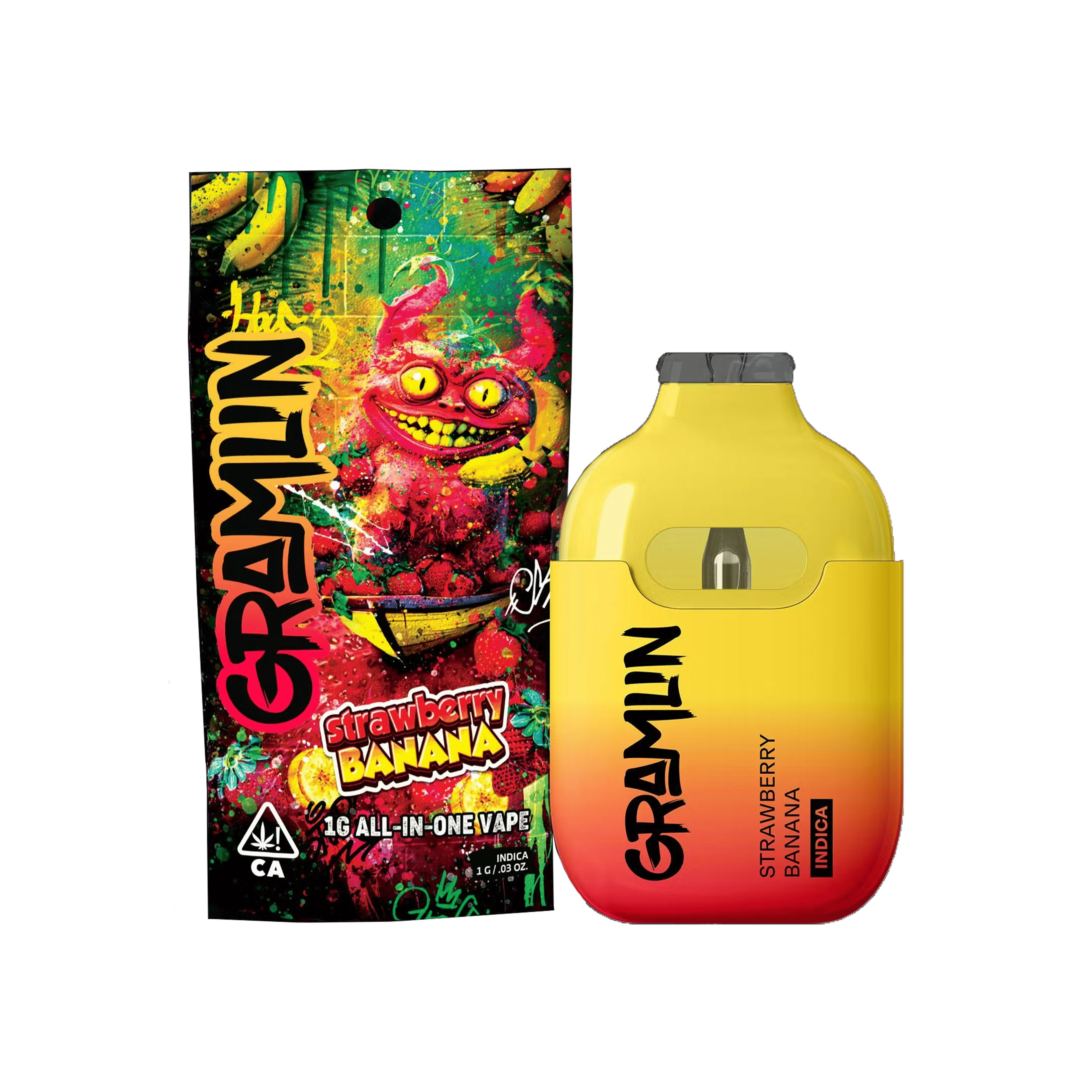 Strawberry Banana - Disposable - Gramlin - One Gram - $29.99 - Disposable Vape (All-In-One, Battery Built-In)