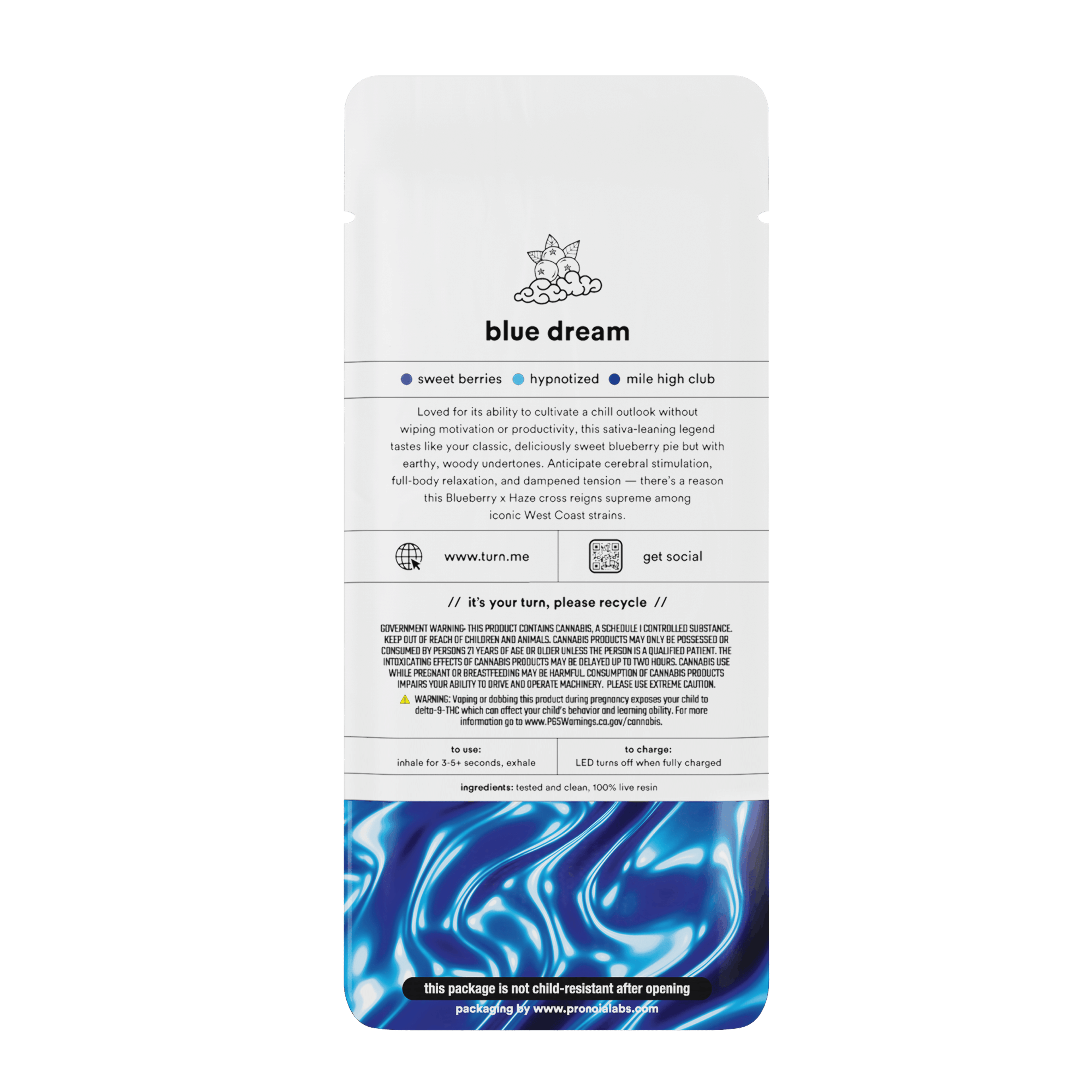 Turn - Blue Dream - Live Resin Disposable - 1g - Turn - - $37.99 - Disposable Vapes