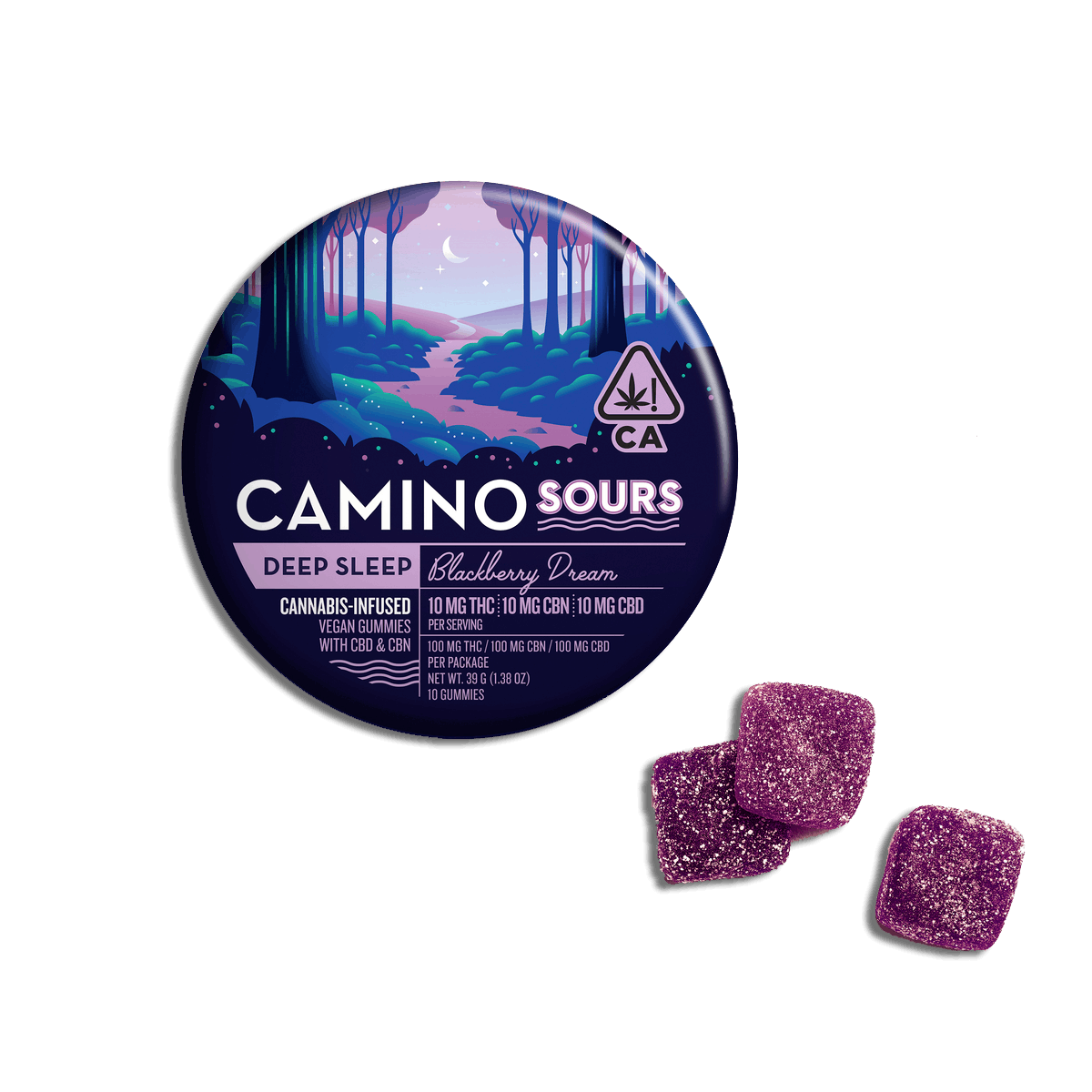 Camino Sours Blackberry Dream "Deep Sleep" 10:10:10 THC:CBD:CBN Gummies - Kiva Confections -  - $30 - Edibles