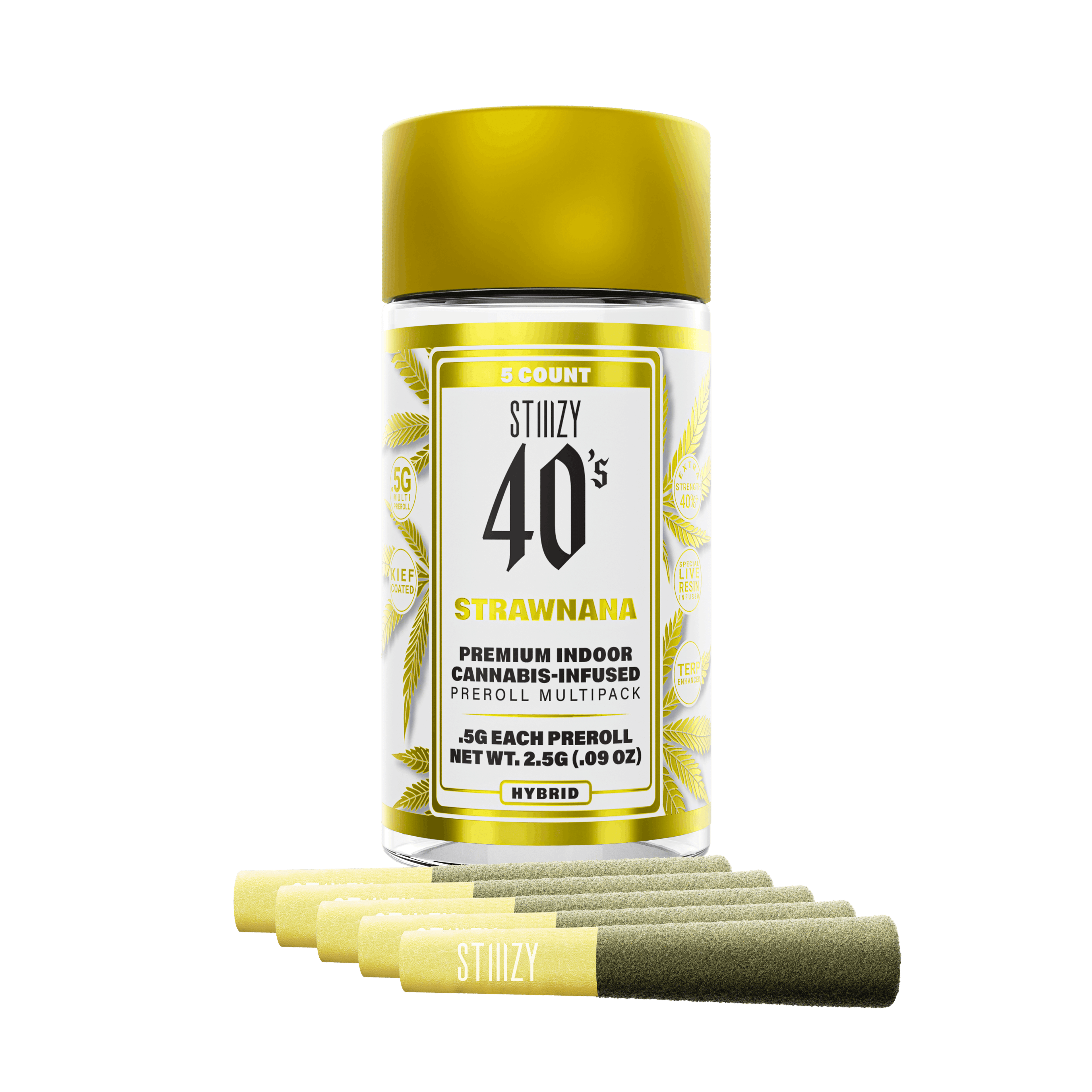 STIIIZY | Infused 40's Strawnana Pre-Roll 5pk - 2.5g - STIIIZY - - $31.50 - Infused Pre-Rolls