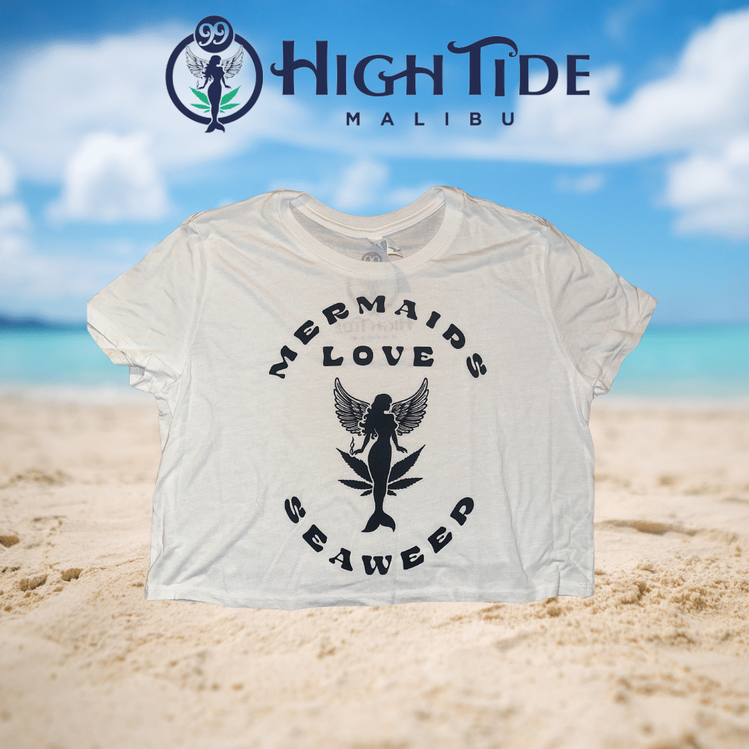 High Tide Crop T-shirt - Mermaids Love Seaweed - White - 99 High Tide - M - $27.99 - 99 High Tide Collection