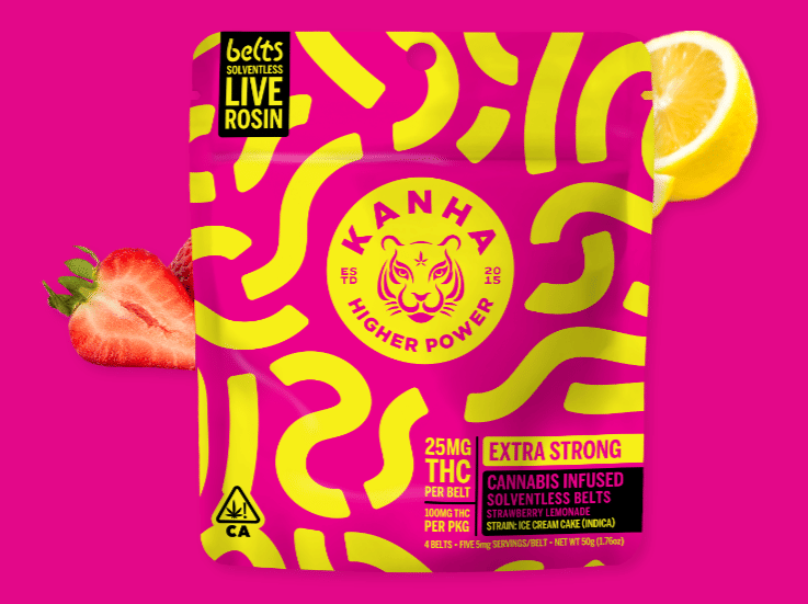 Strawberry Lemonade Rosin Belts - 100mg Gummies - Kanha - Strawberry Lemonade 100mg (I) - $20 - Edibles