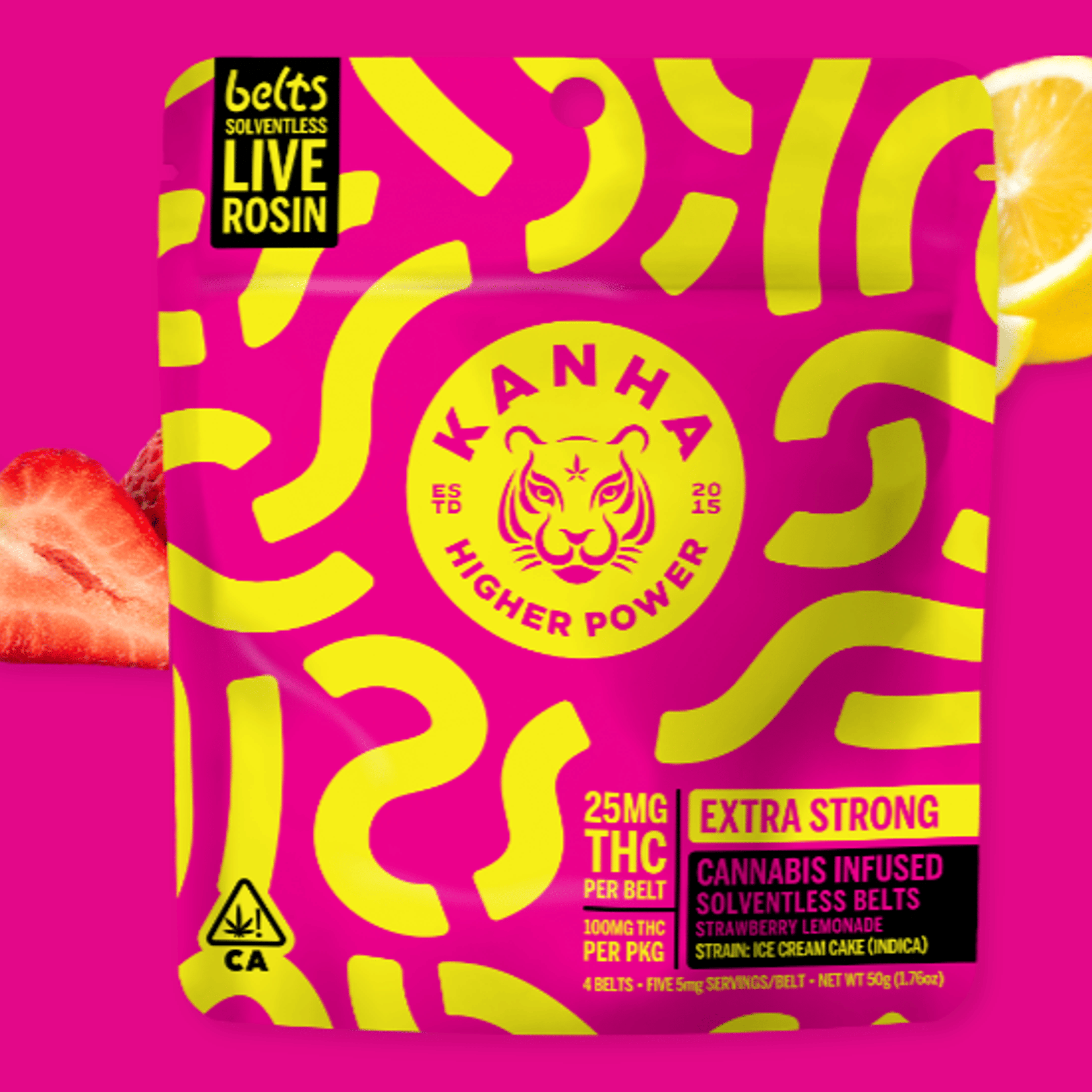 Strawberry Lemonade Rosin Belts - 100mg Gummies - Kanha - Strawberry Lemonade 100mg (I) - $20 - Edibles