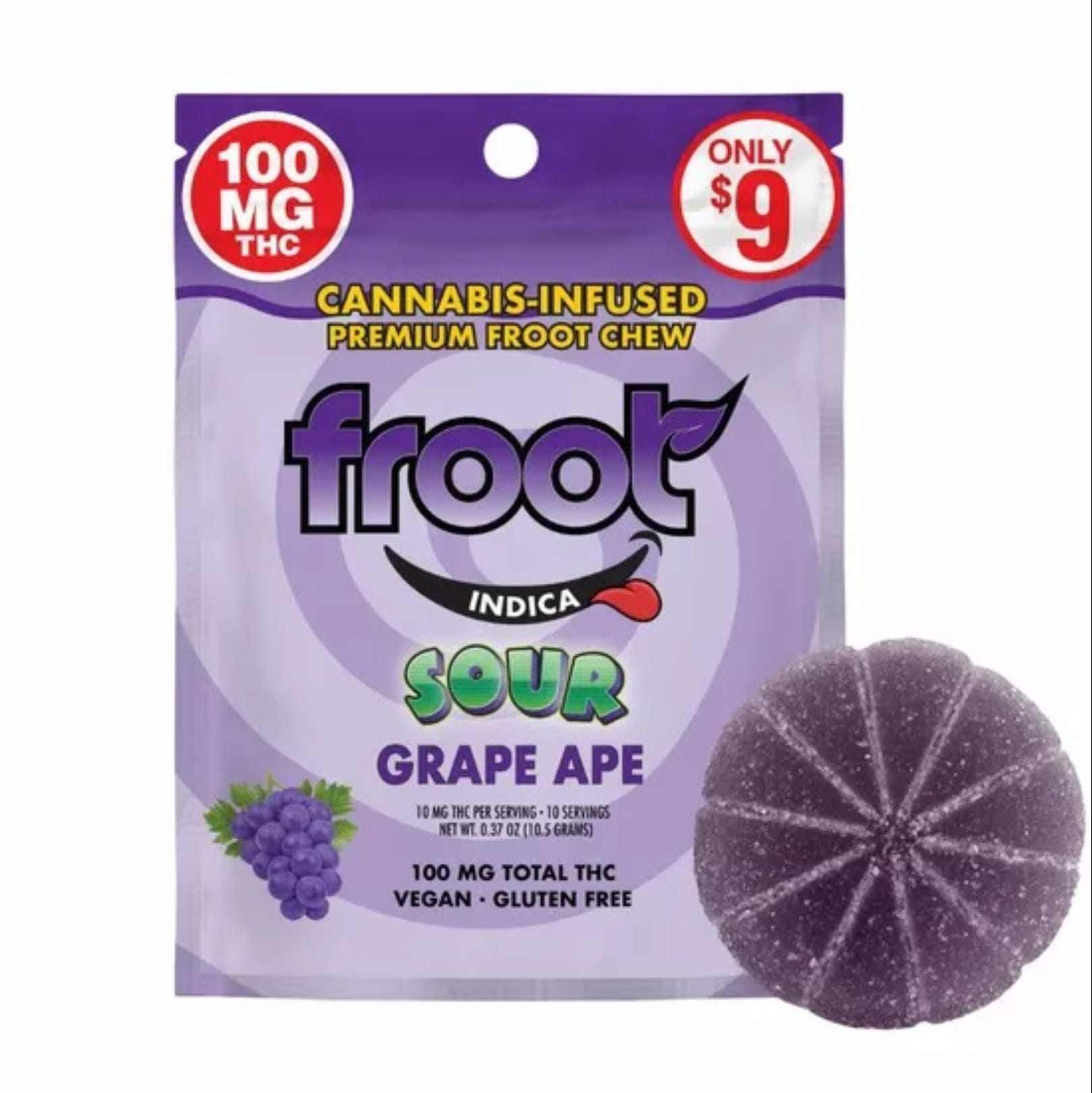 Sour Grape single gummy 100mg - Froot -  - $5.60 - Edible