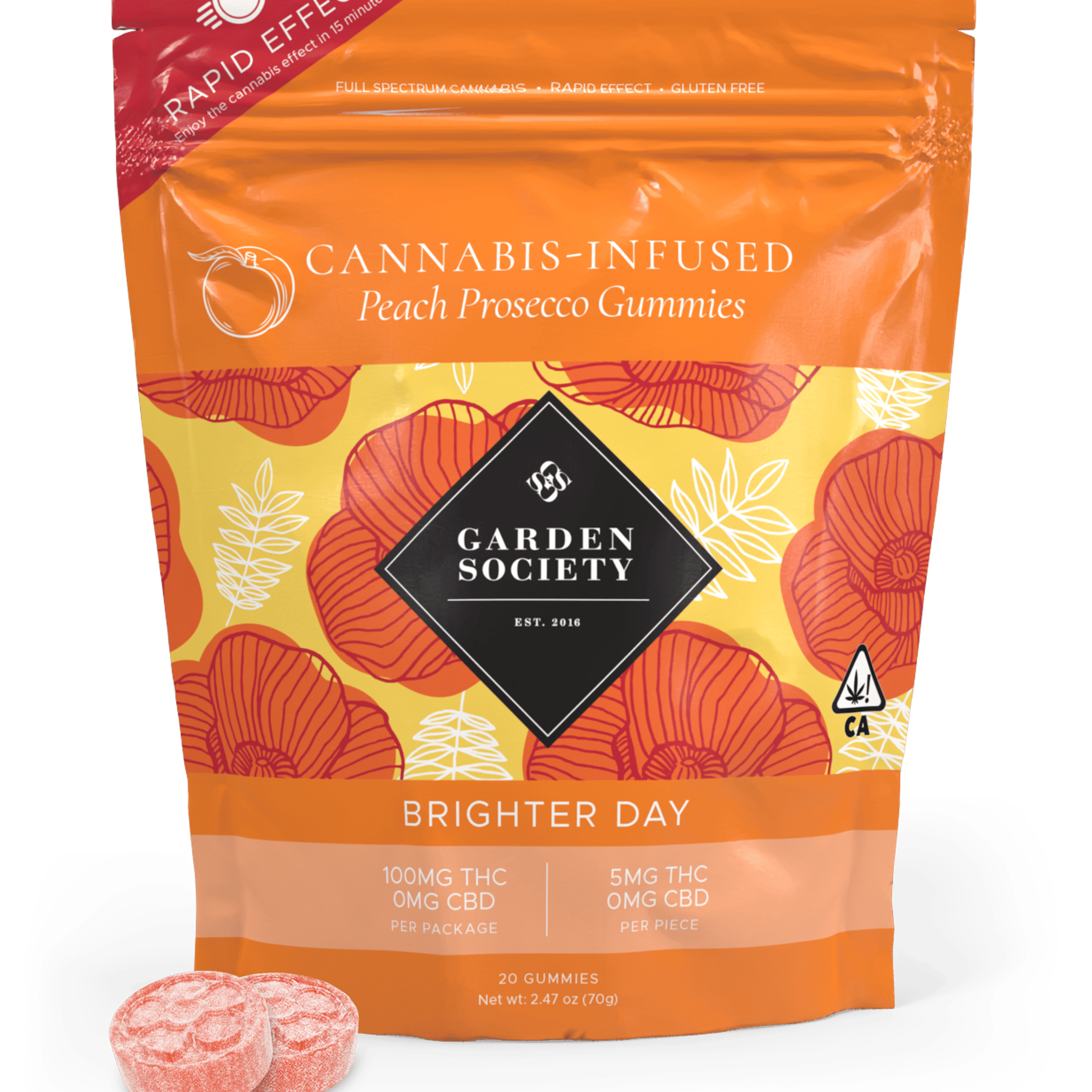 Peach Prosecco Gummies - The Garden Society - 20 Piece - $20 - Edibles