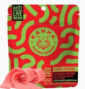 $27.77 KANHA Live Rosin Belts Cherry Limeade Sativa 4-pack Gummies - Kanha -  - $20 - Edibles