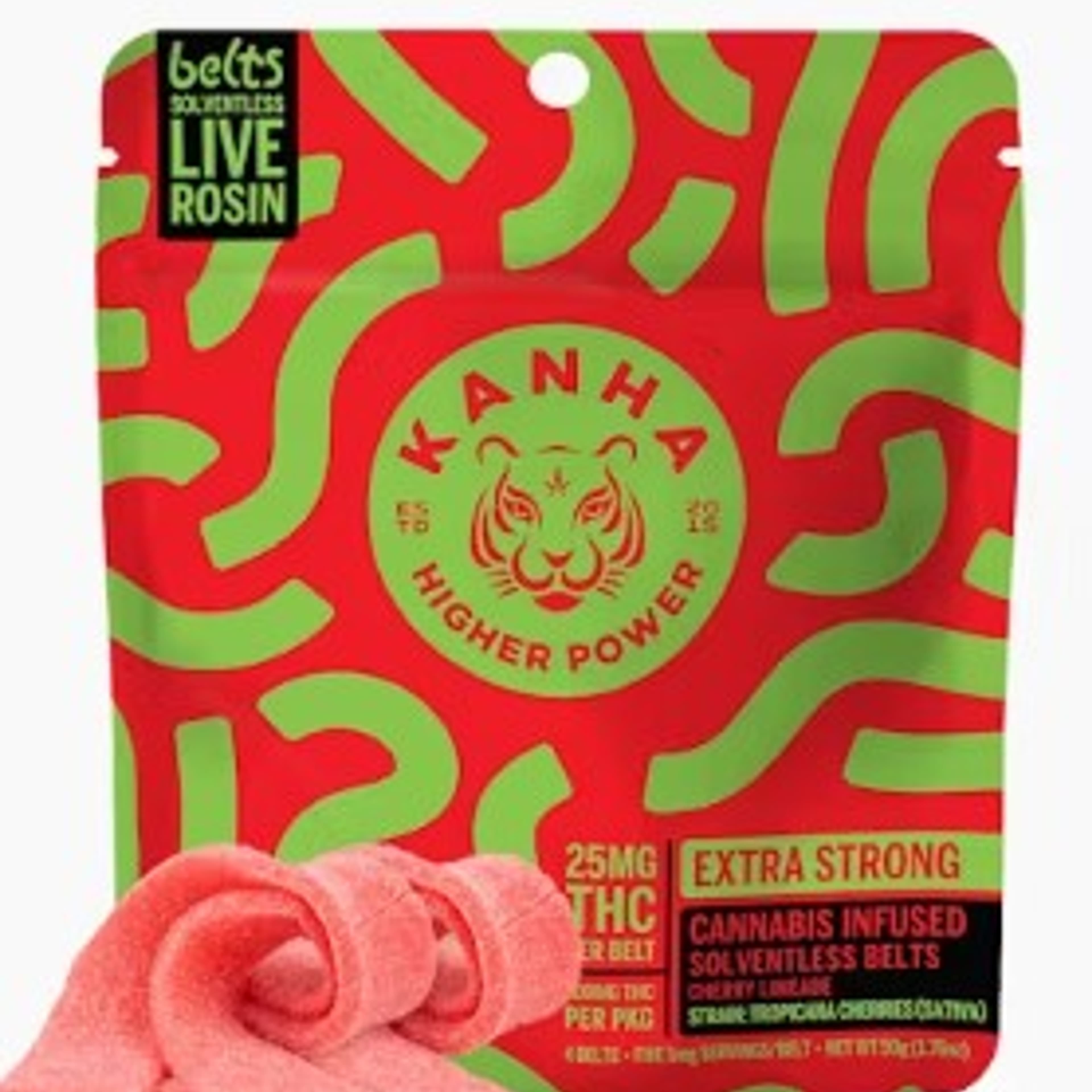 $27.77 KANHA Live Rosin Belts Cherry Limeade Sativa 4-pack Gummies - Kanha - - $20 - Edibles