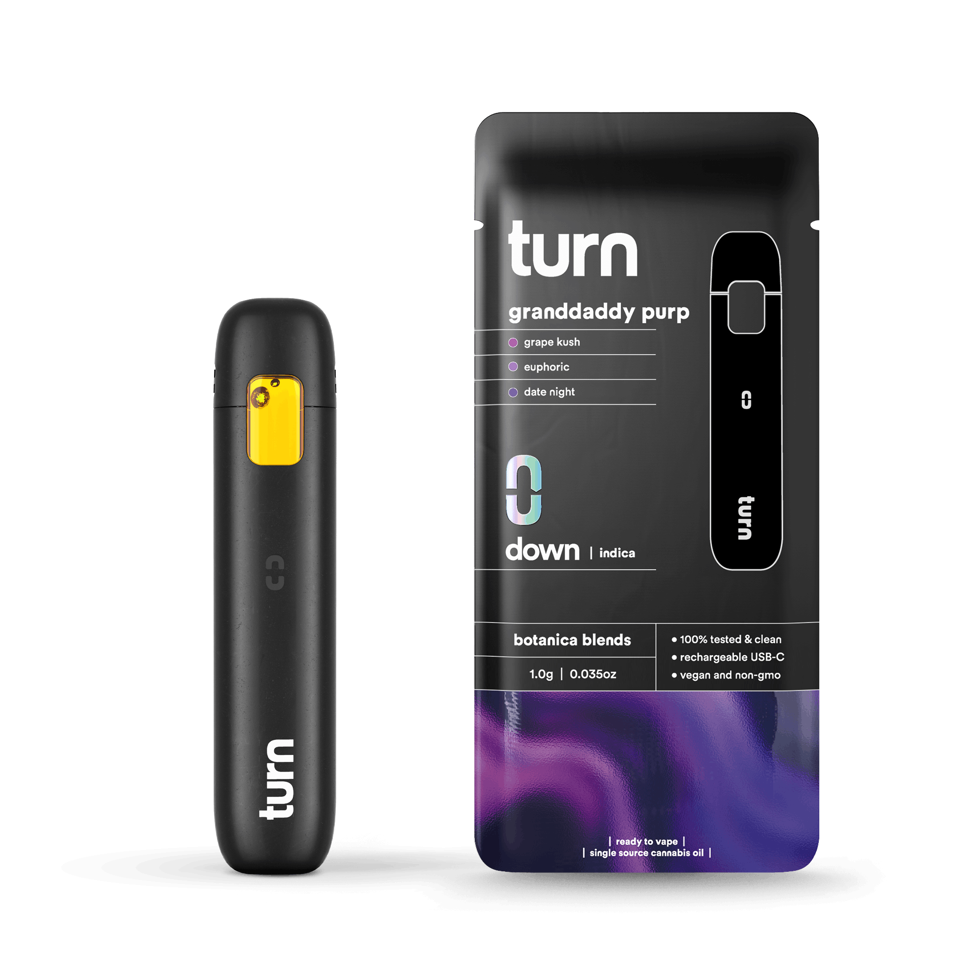 1.0g AIO | granddaddy purp | botanica blends | down | - Turn - 1.0g AIO | granddaddy purp Turn - $35 - Vape Pens