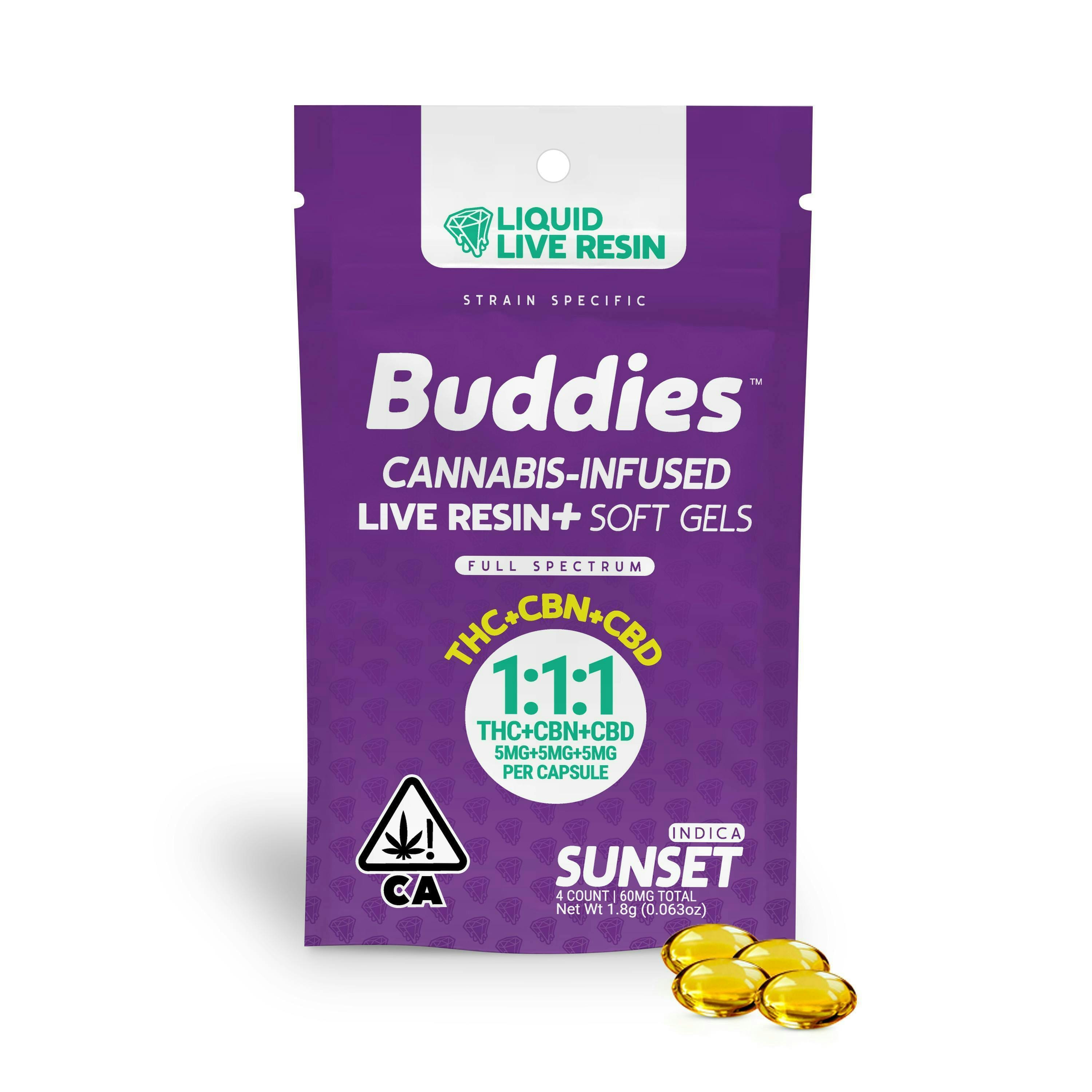 LR SUNSET THC/CBD/CBN 5MG:5MG:5MG SOFT GELS 4PK - Buddies -  - $5.16 - Capsules