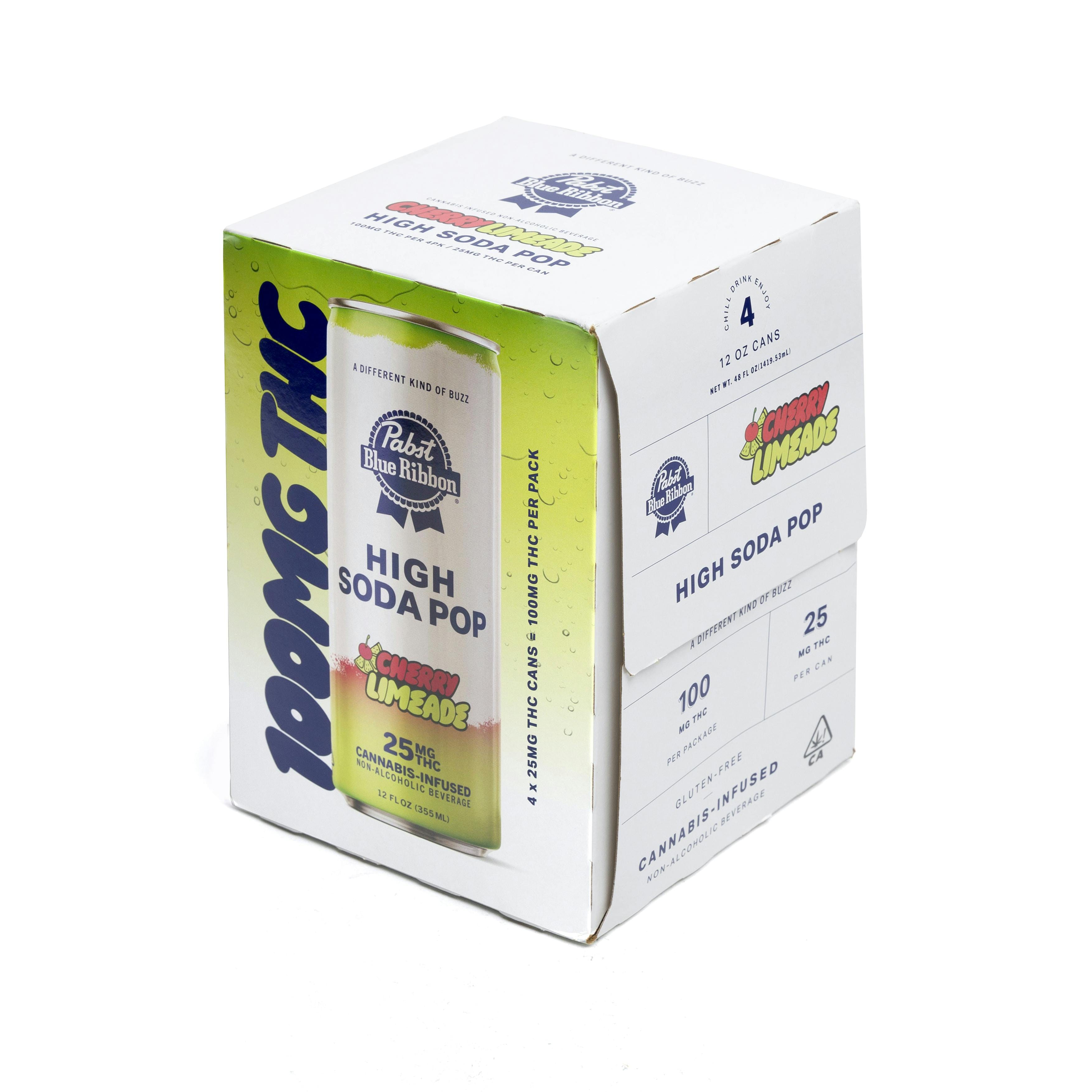Cherry Limeade Cannabis Infused High Soda Pop  | 25mg | 4 pack - Pabst -  - $20.17 - Drinks