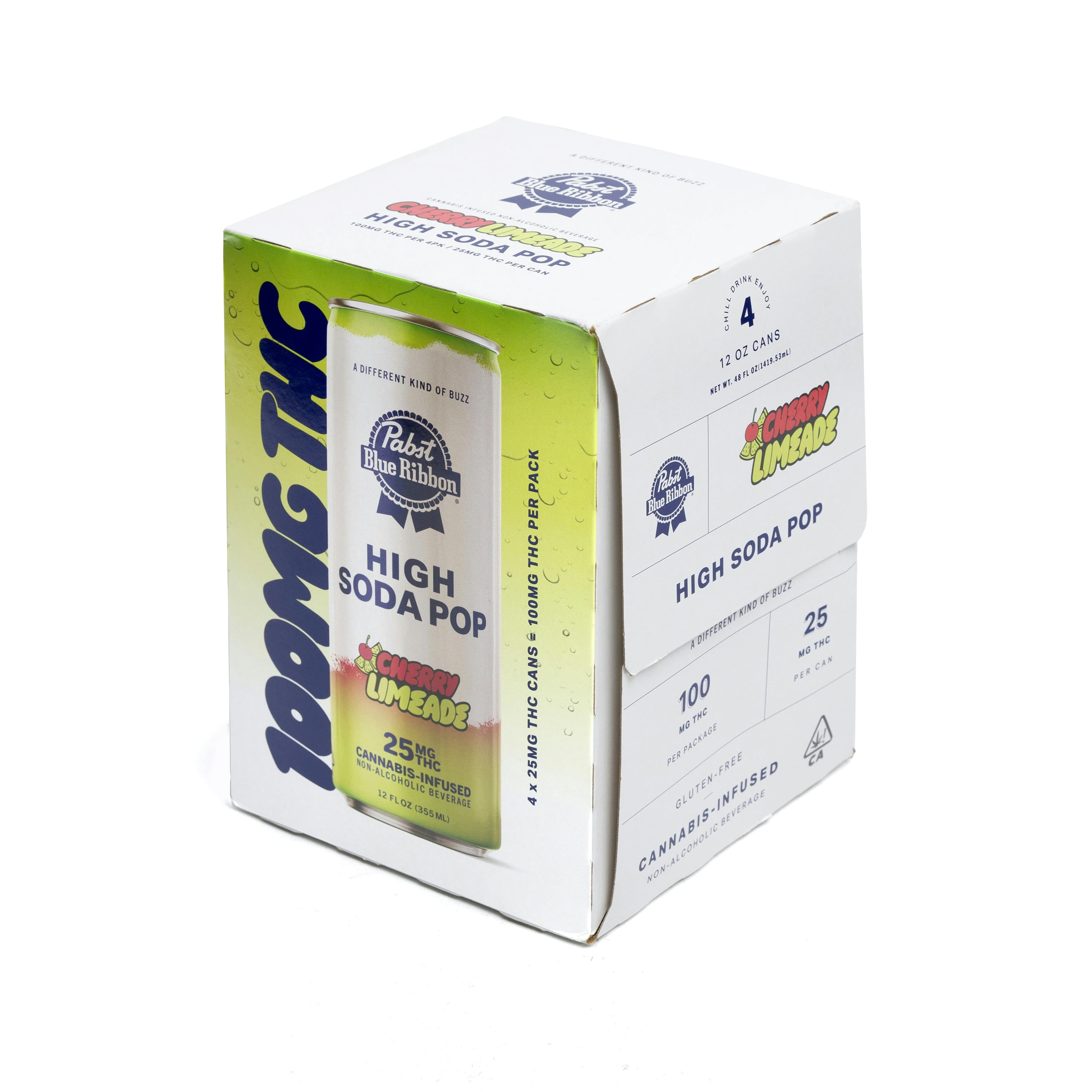 Cherry Limeade Cannabis Infused High Soda Pop | 25mg | 4 pack - Pabst - - $20.17 - Drinks