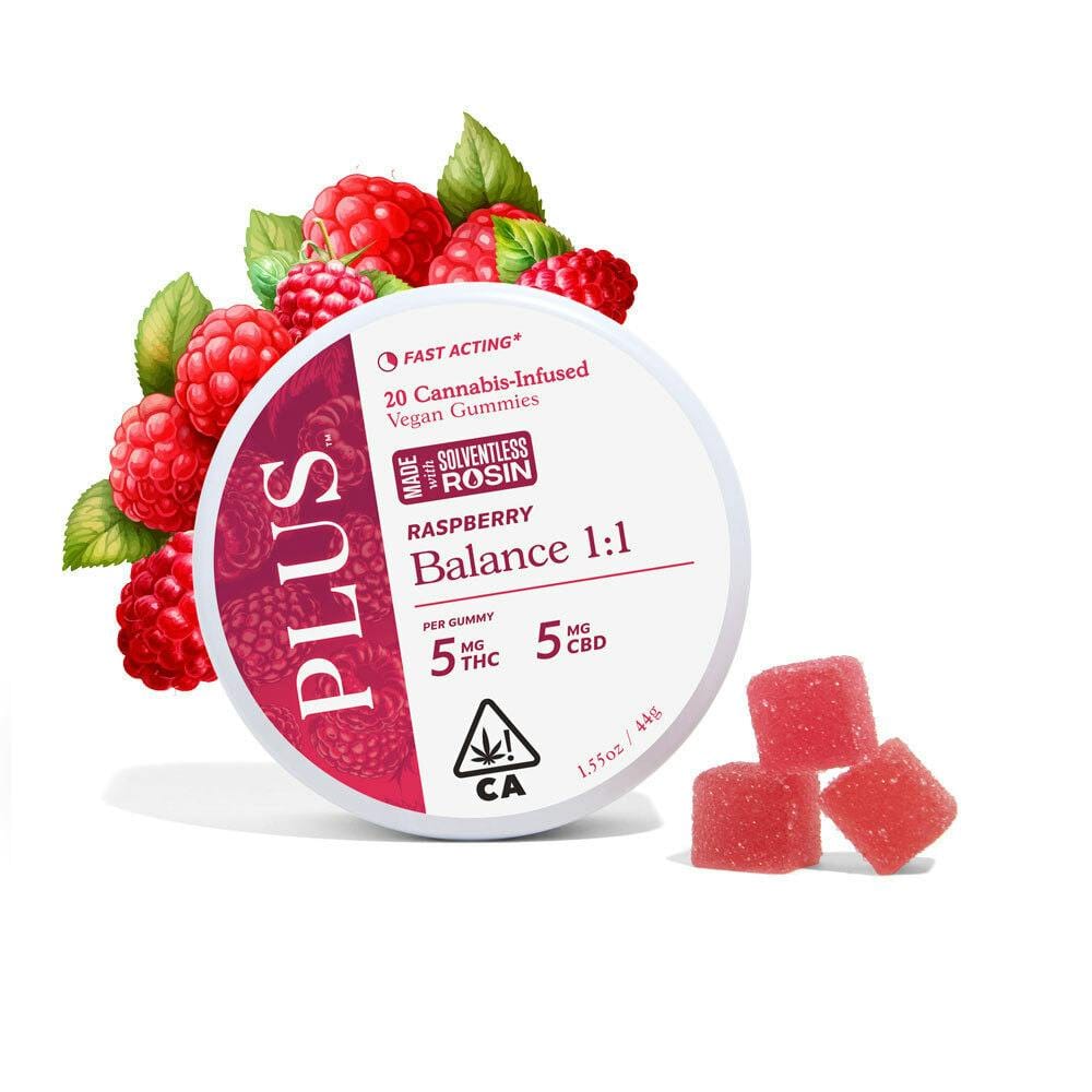Raspberry 1:1 (CBD:THC) Gummies - Plus - Raspberry 1:1 - $17.50 - Edibles