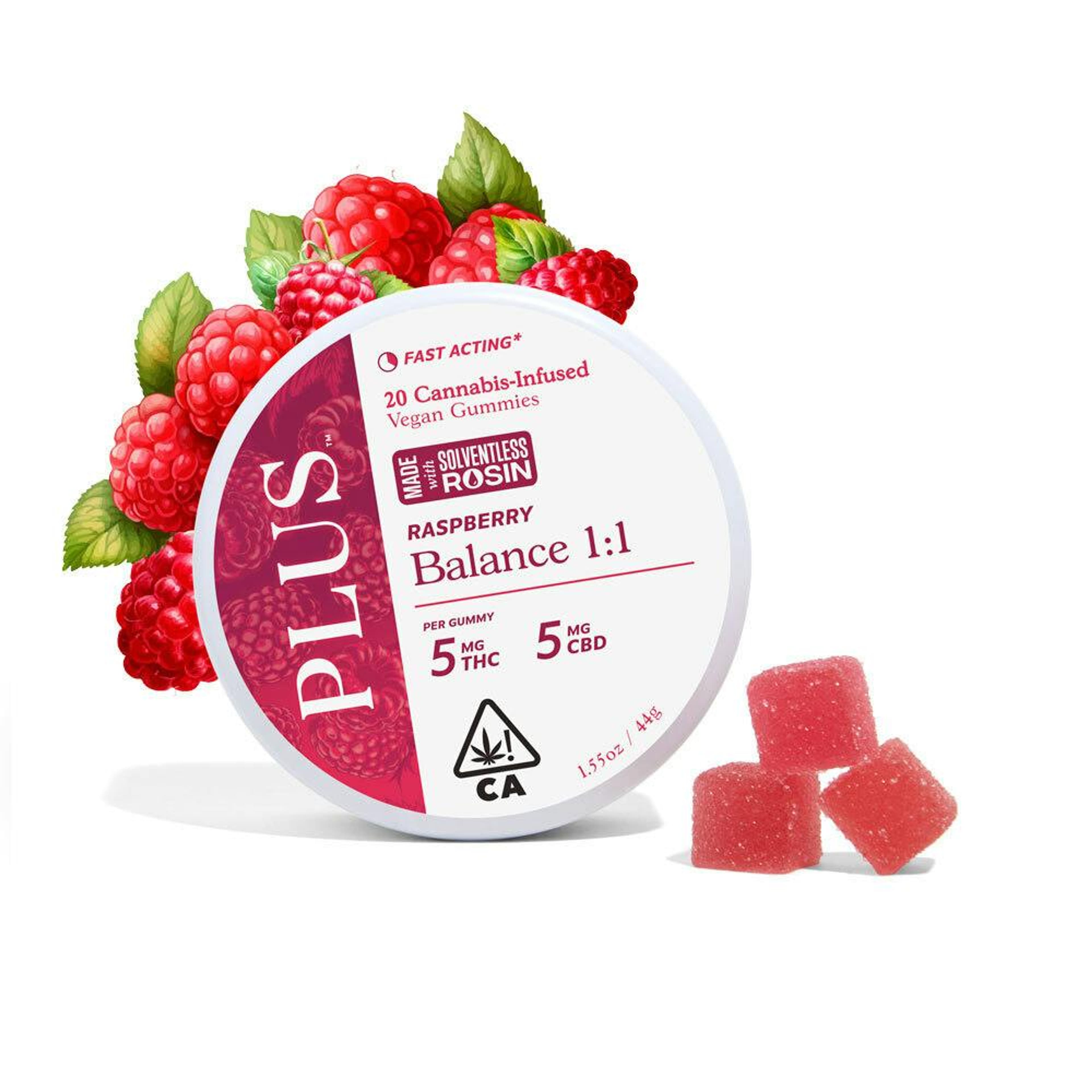 Raspberry 1:1 (CBD:THC) Gummies - Plus - Raspberry 1:1 - $17.50 - Edibles