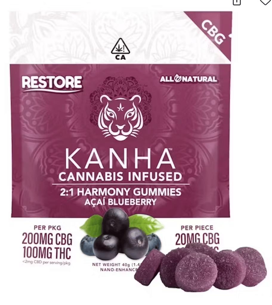 FX: Restore: Acai Blueberry 200mg CBG : 100mg THC - Kanha -  - $16.50 - Edibles