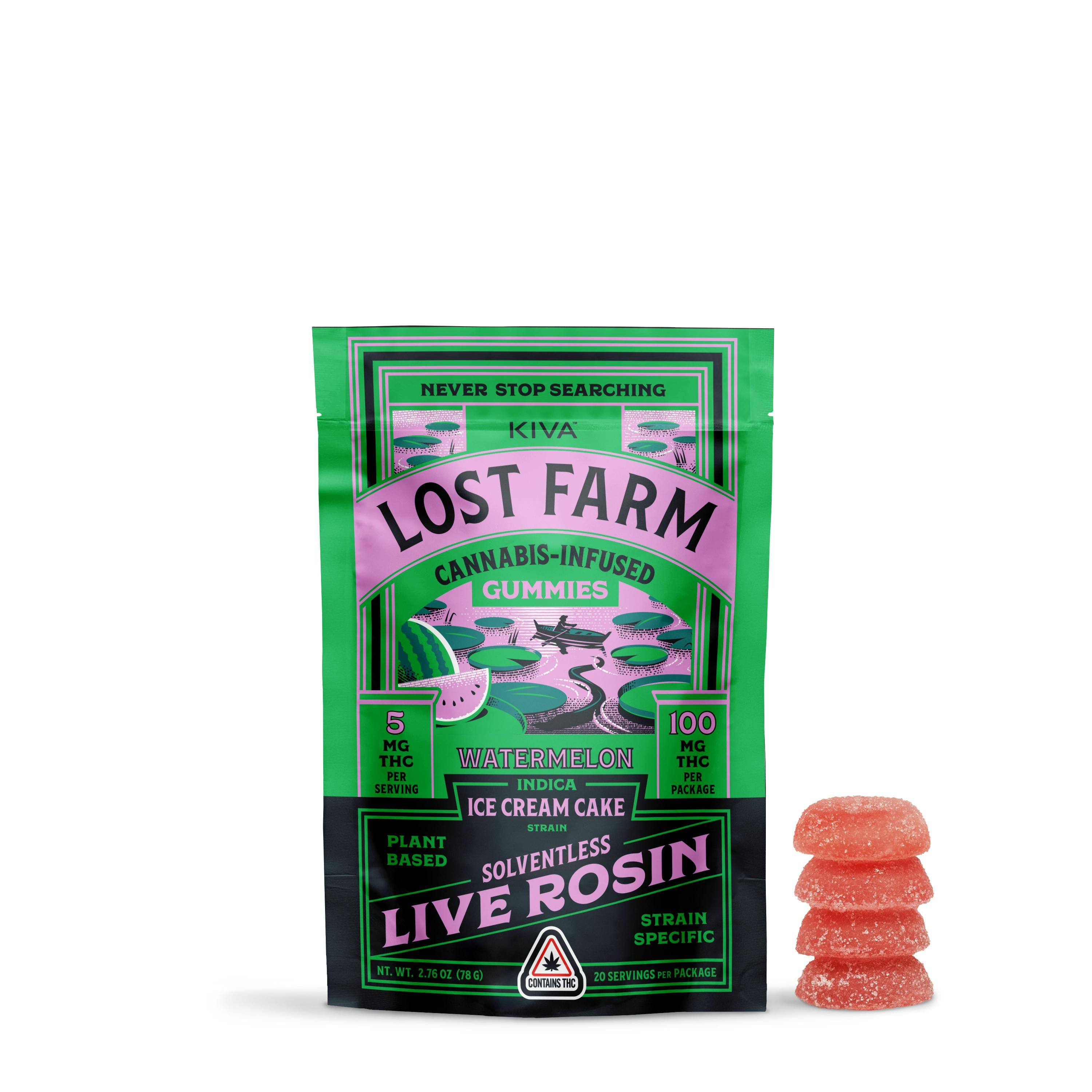 Lost Farm 100mg 20pk Watermelon x Ice Cream Cake Live Rosin Chews