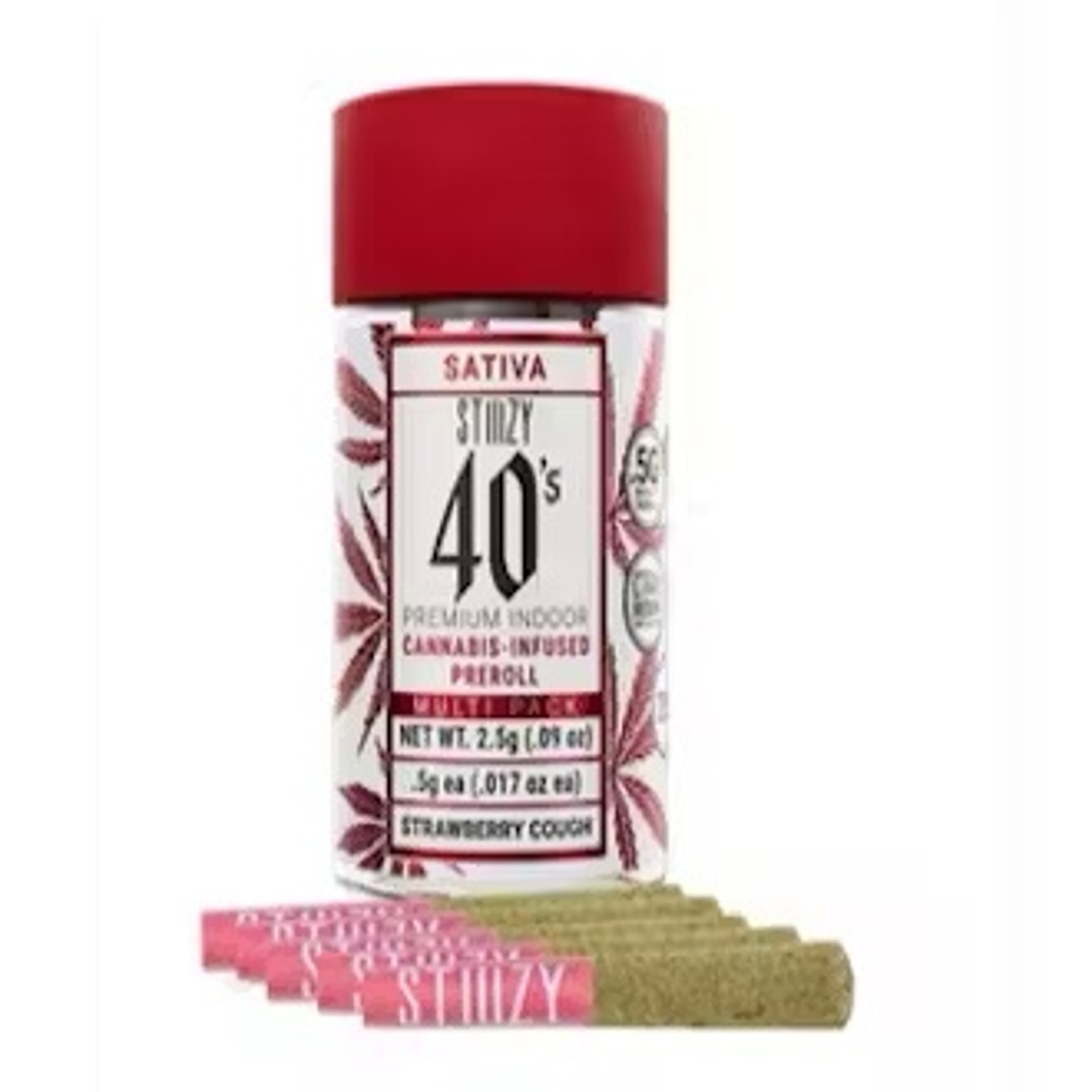 40's: Strawberry Cough 5PK Infused PR - Stiiizy - - $21.60 - Preroll