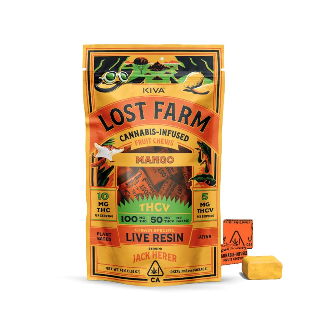 Mango x Jack Herer + THCV - Lost Farm Chews - Kiva - Mango X Jack Herer THCV  (S) - $20 - Edibles